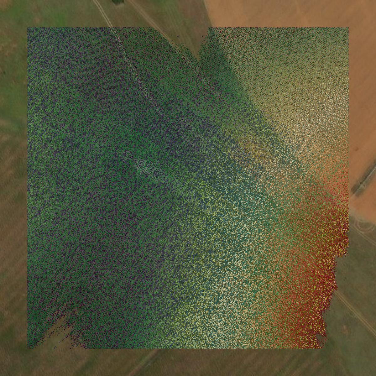 This image shows a LiDAR point cloud in Frio County created using GIS data in Equator.