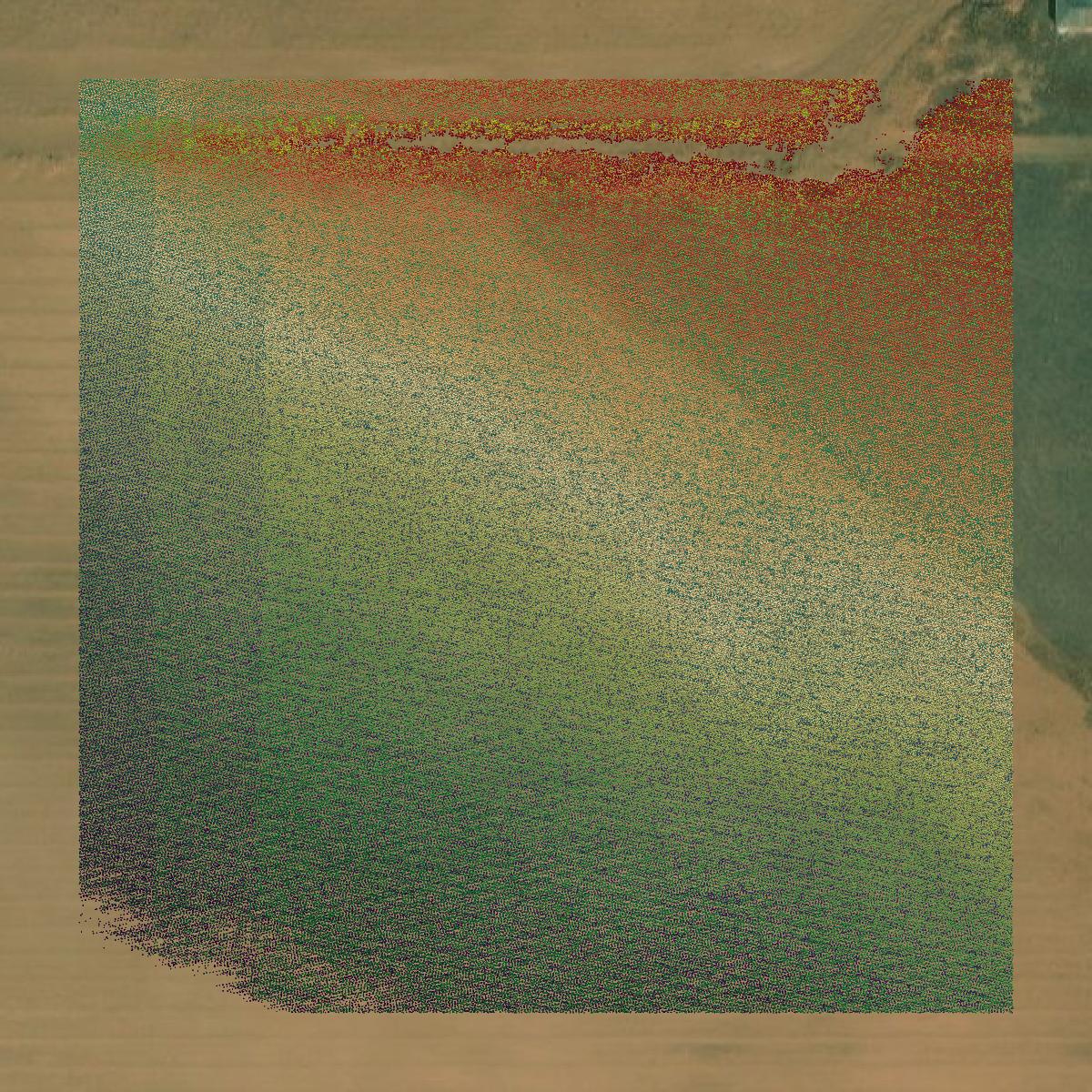 This image shows a LiDAR point cloud in Gaines County created using GIS data in Equator.