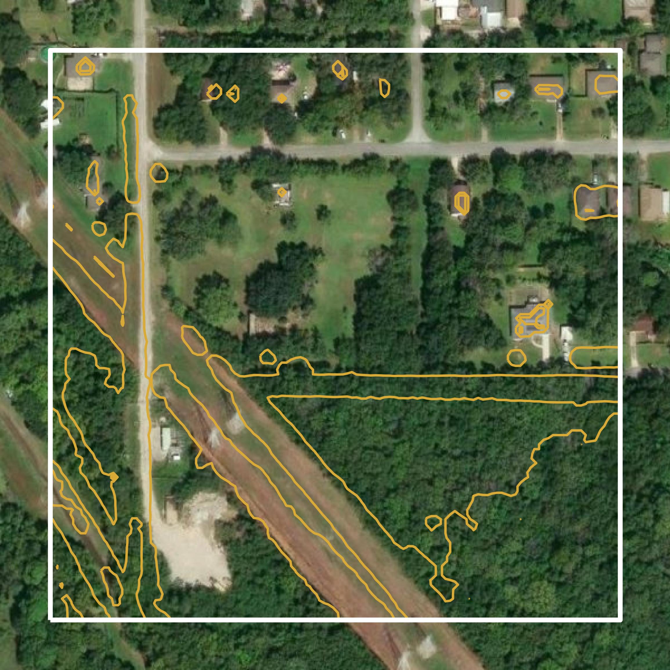 This image shows a contour map in Galveston County created using GIS data in Equator.