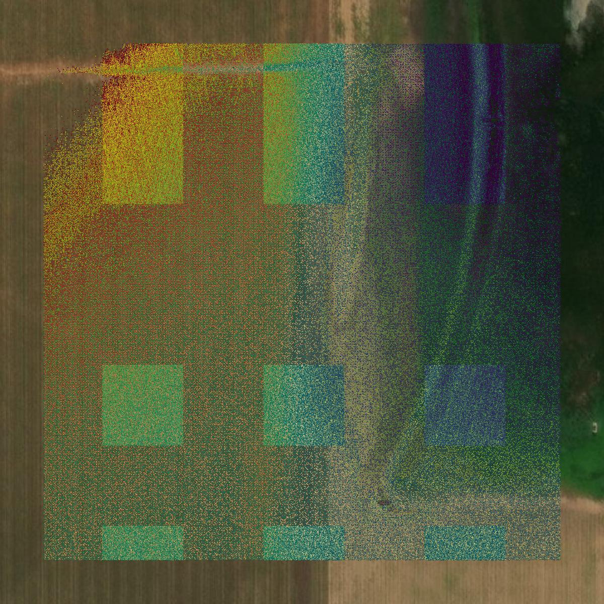 This image shows a LiDAR point cloud in Garza County created using GIS data in Equator.