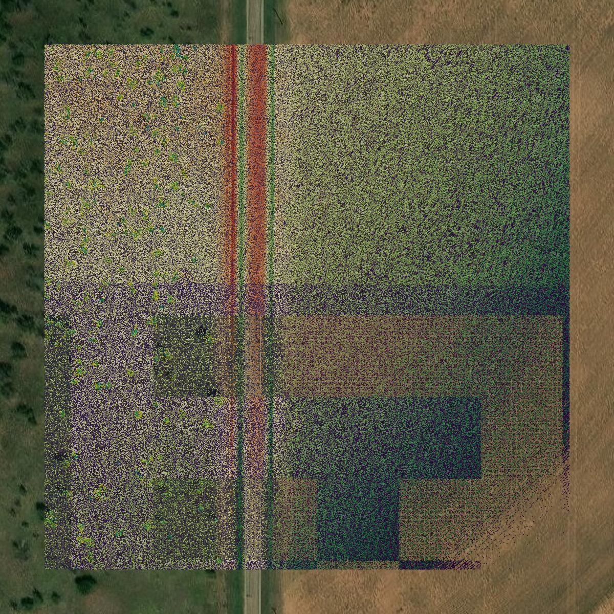 This image shows a LiDAR point cloud in Garza County created using GIS data in Equator.