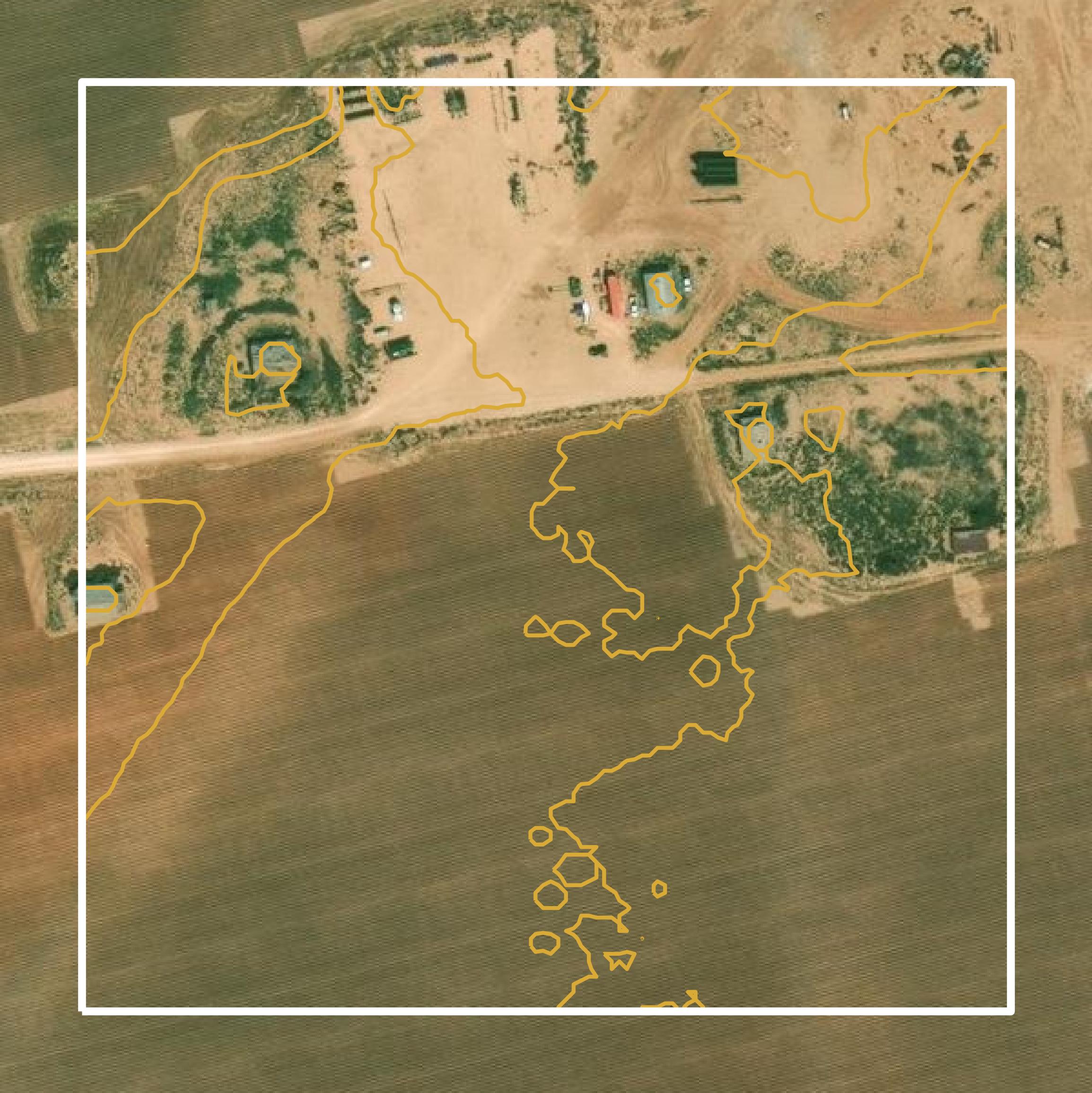 This image shows a contour map in Glasscock County created using GIS data in Equator.