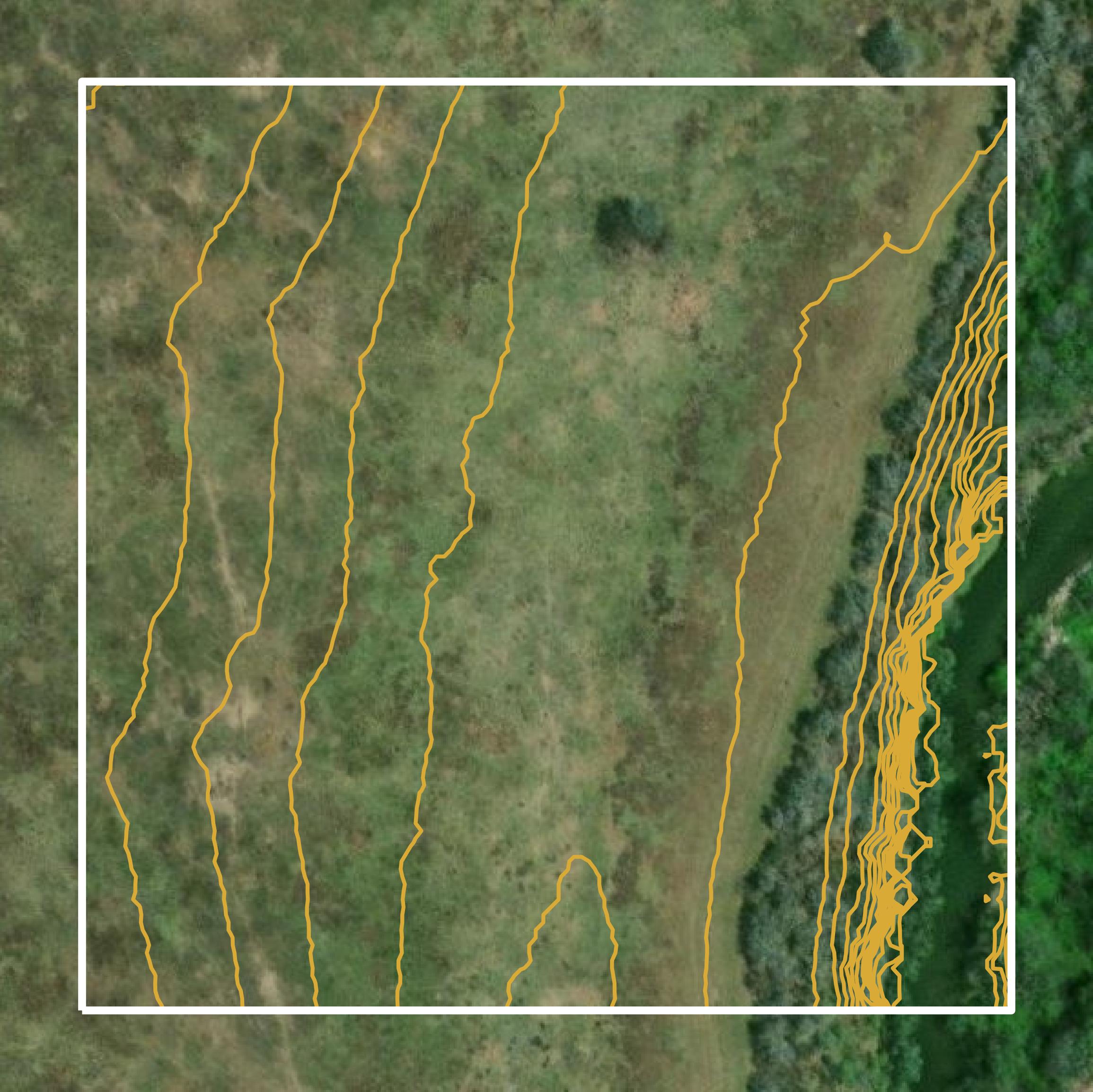 This image shows a contour map in Goliad County created using GIS data in Equator.