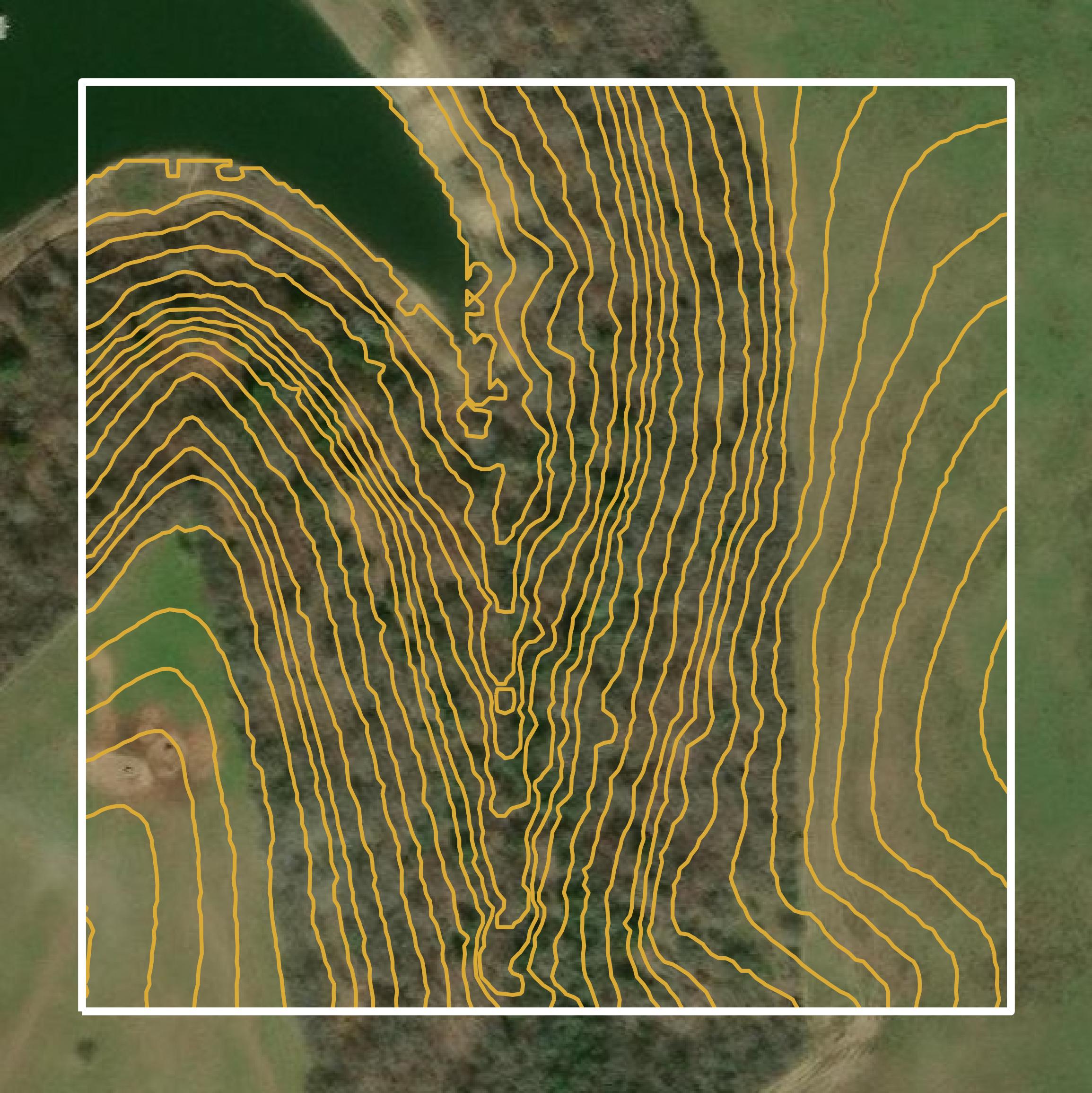 This image shows a contour map in Grayson County created using GIS data in Equator.