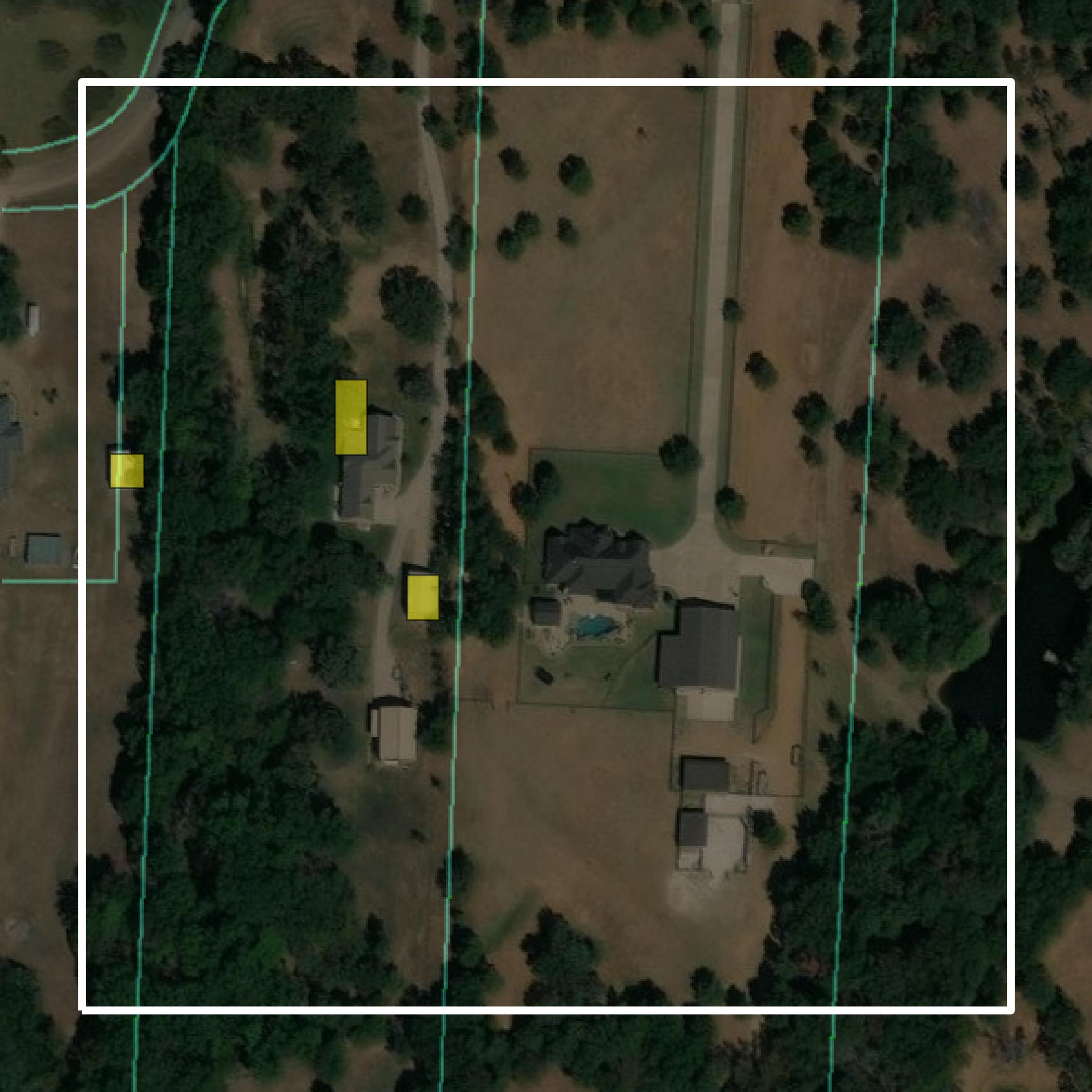 This image shows parcel and building data in Grayson County created using GIS data in Equator.