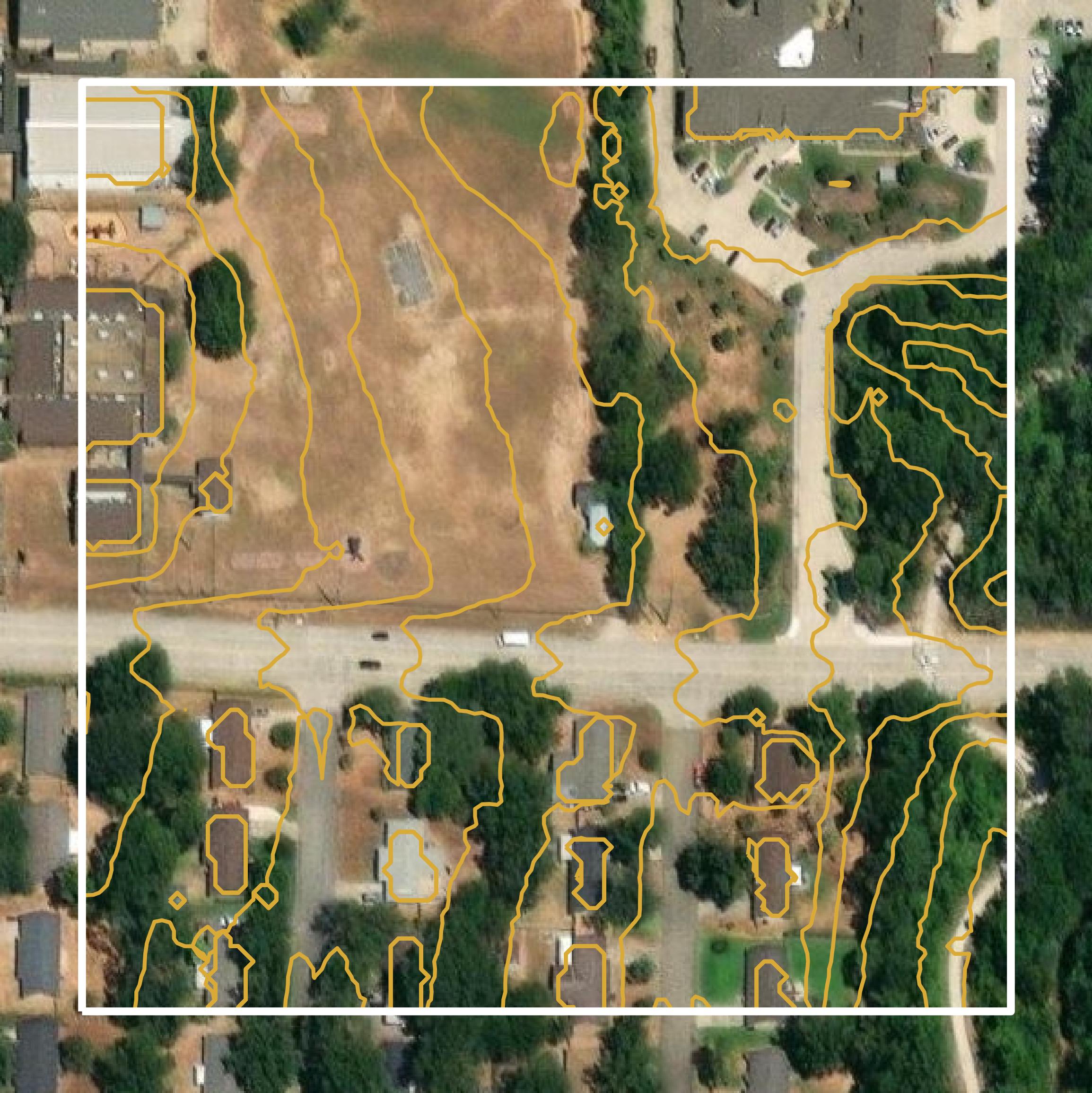 This image shows a contour map in Gregg County created using GIS data in Equator.