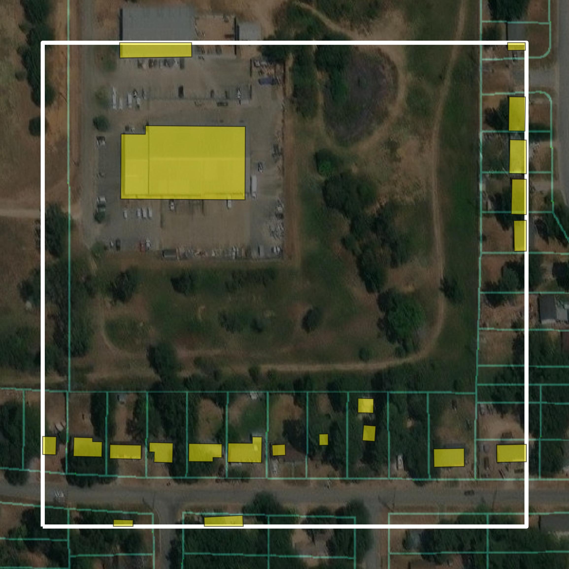 This image shows parcel and building data in Gregg County created using GIS data in Equator.