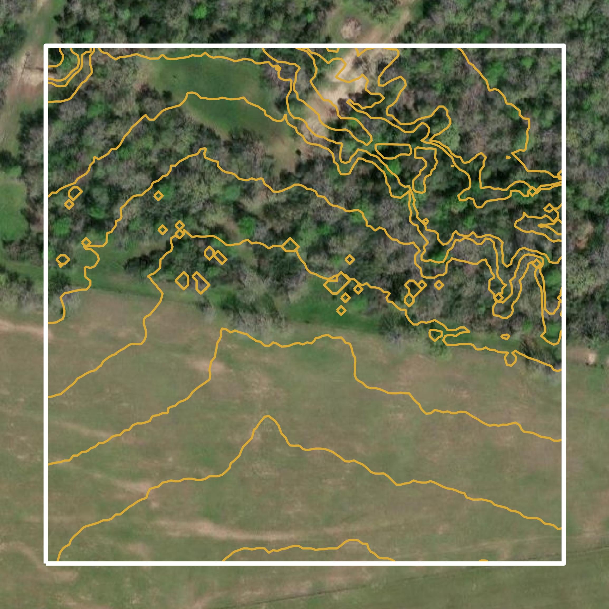 This image shows a contour map in Grimes County created using GIS data in Equator.