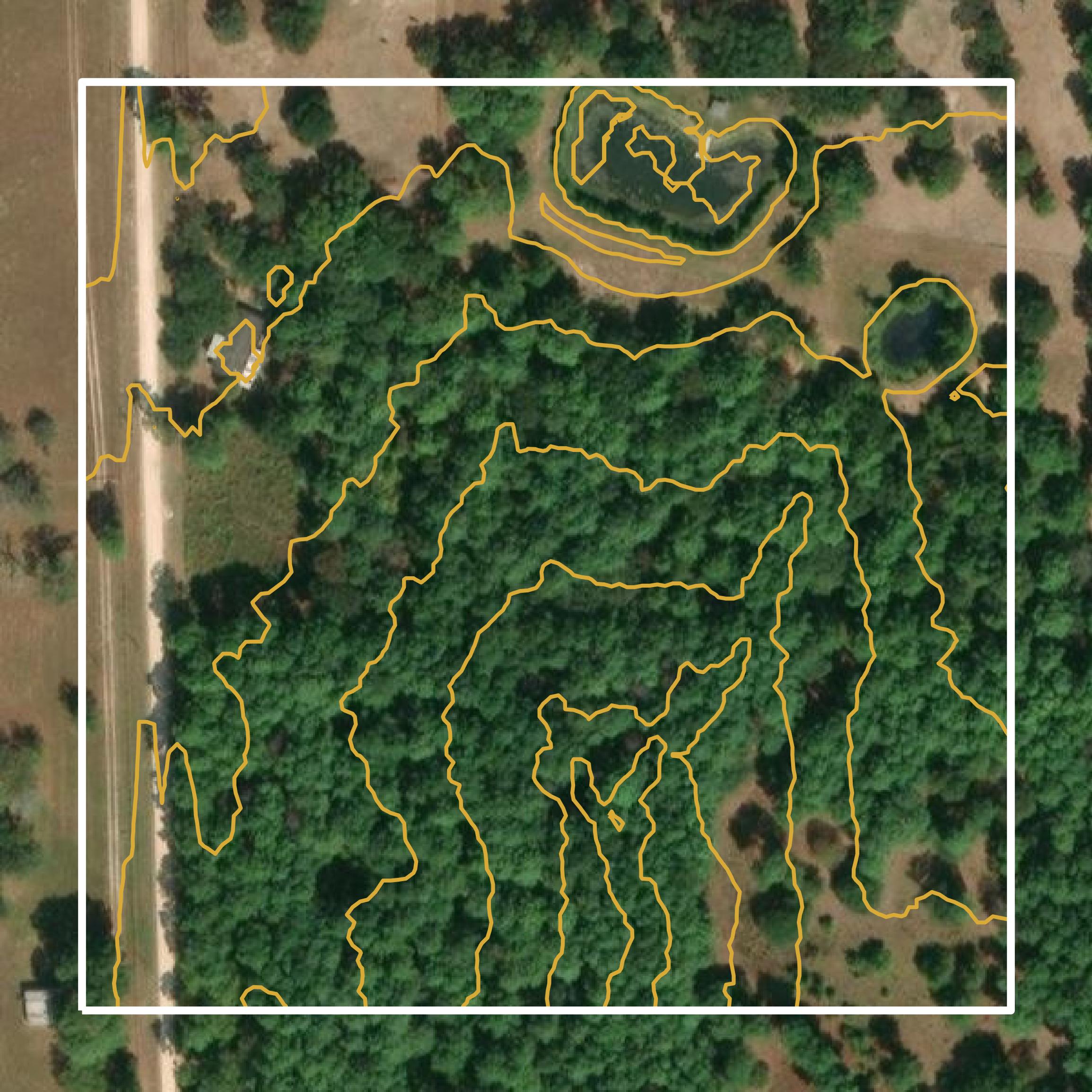 This image shows a contour map in Grimes County created using GIS data in Equator.