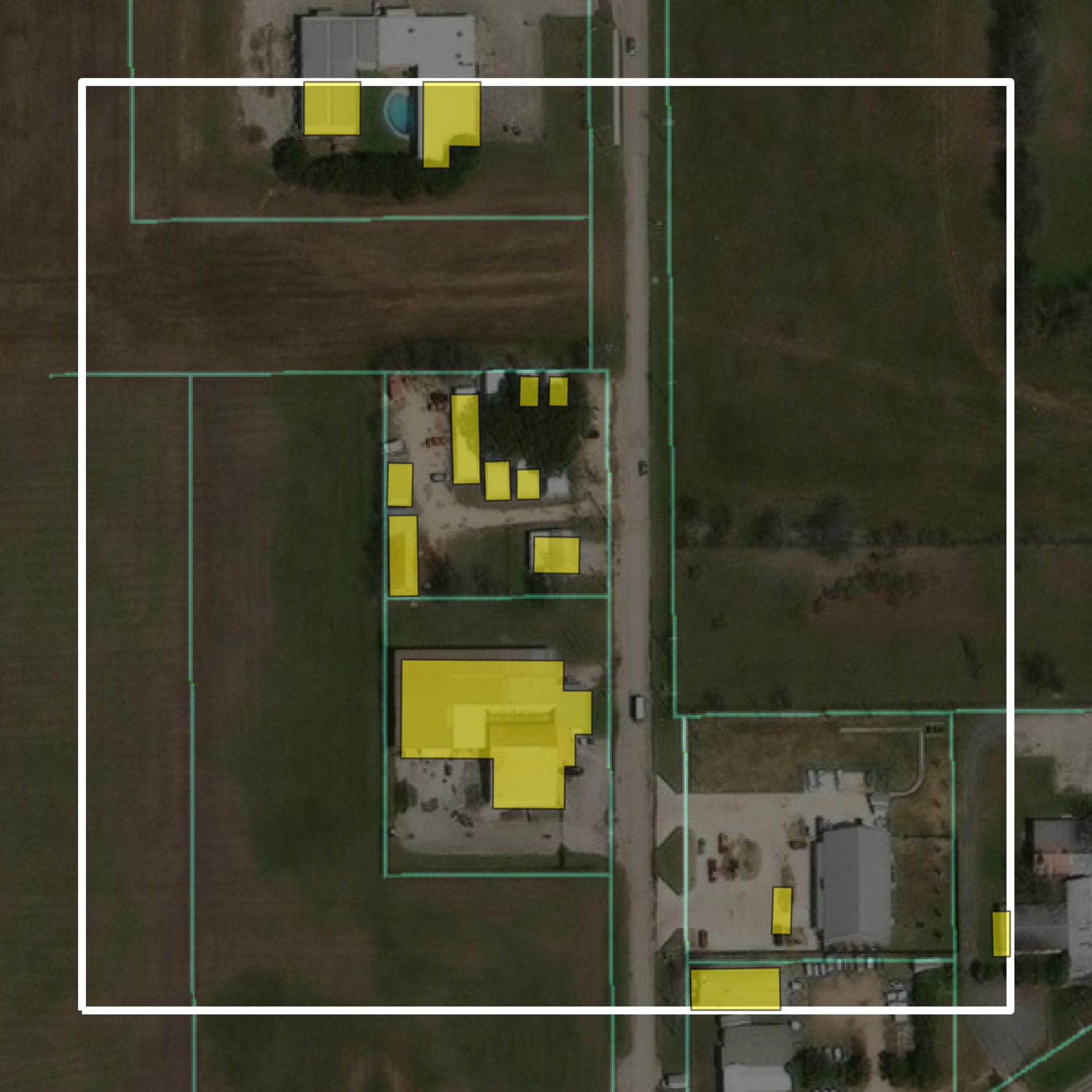 This image shows parcel and building data in Guadalupe County created using GIS data in Equator.