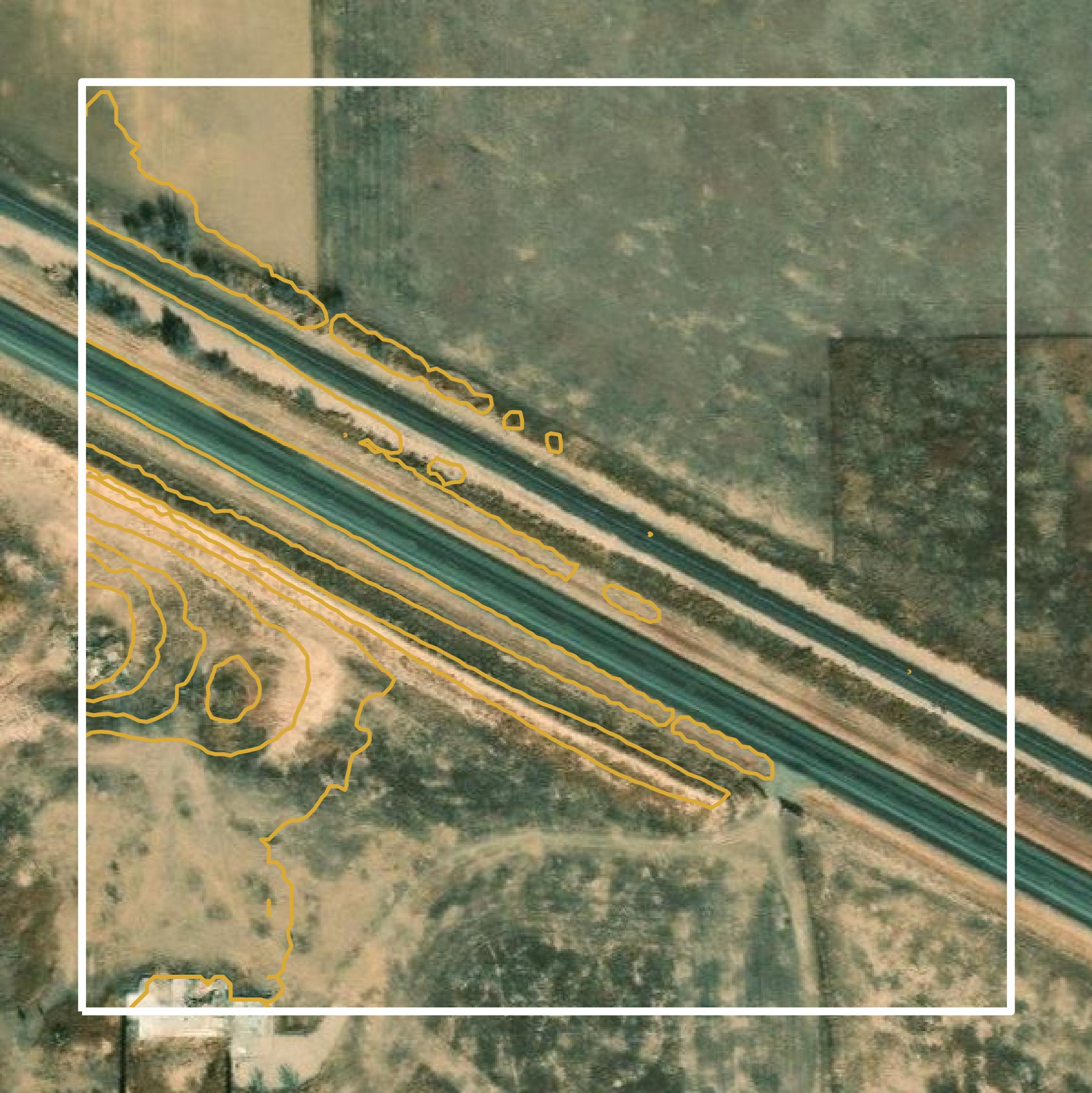 This image shows a contour map in Hale County created using GIS data in Equator.