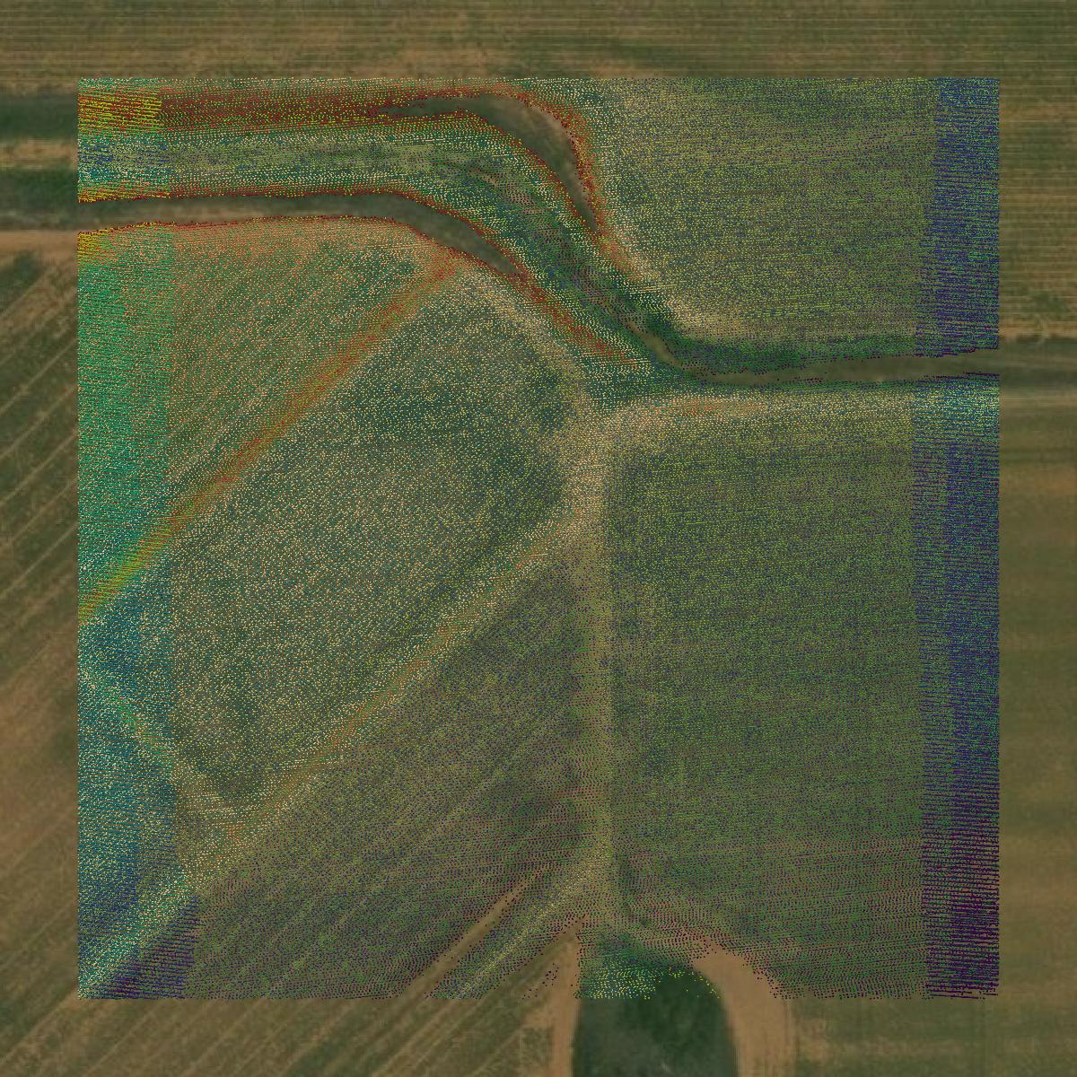 This image shows a LiDAR point cloud in Hall County created using GIS data in Equator.