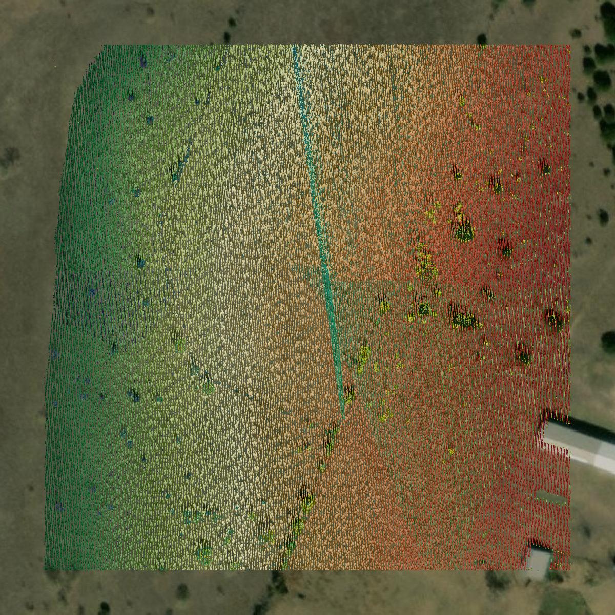 This image shows a LiDAR point cloud in Hamilton County created using GIS data in Equator.