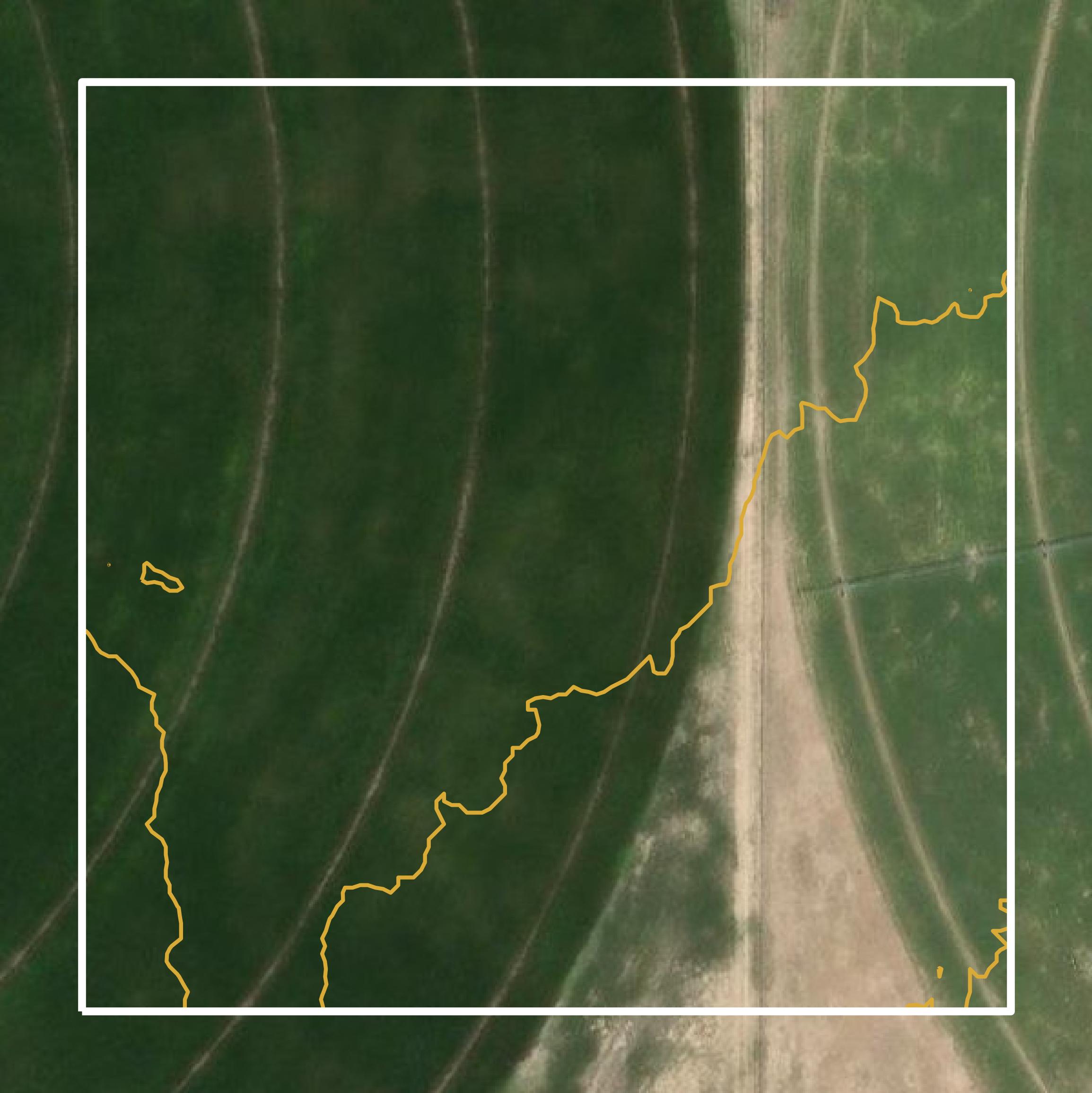 This image shows a contour map in Hansford County created using GIS data in Equator.