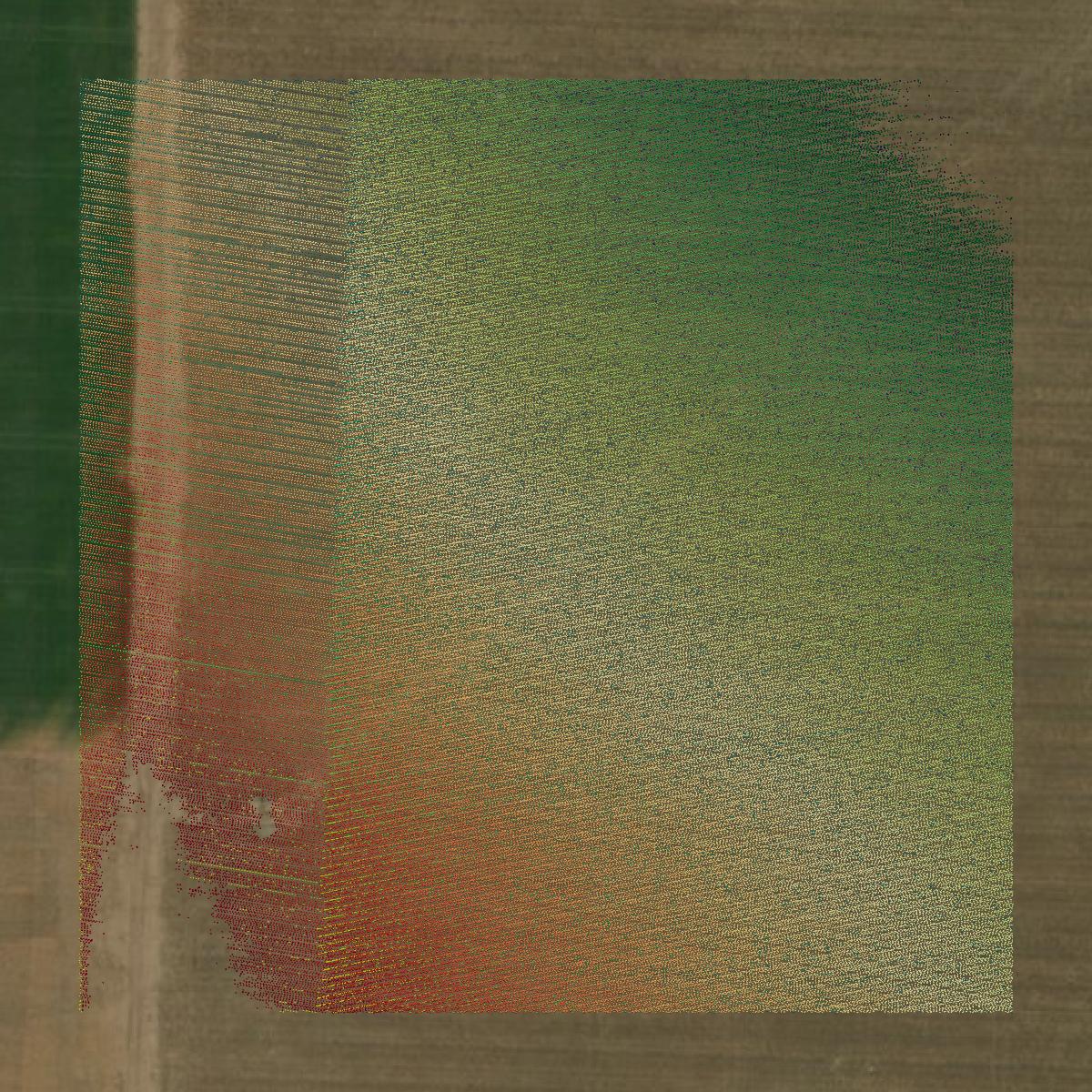 This image shows a LiDAR point cloud in Hardeman County created using GIS data in Equator.