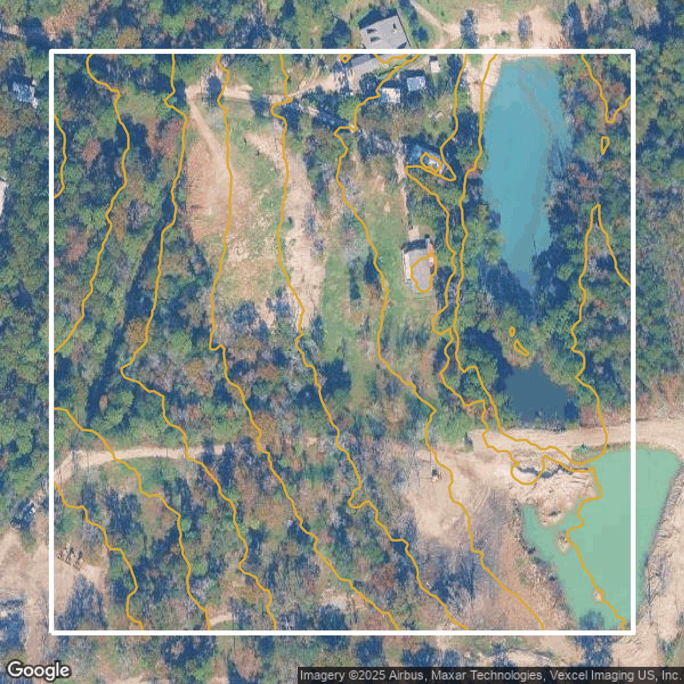 This image shows a contour map in Harris County created using GIS data in Equator.