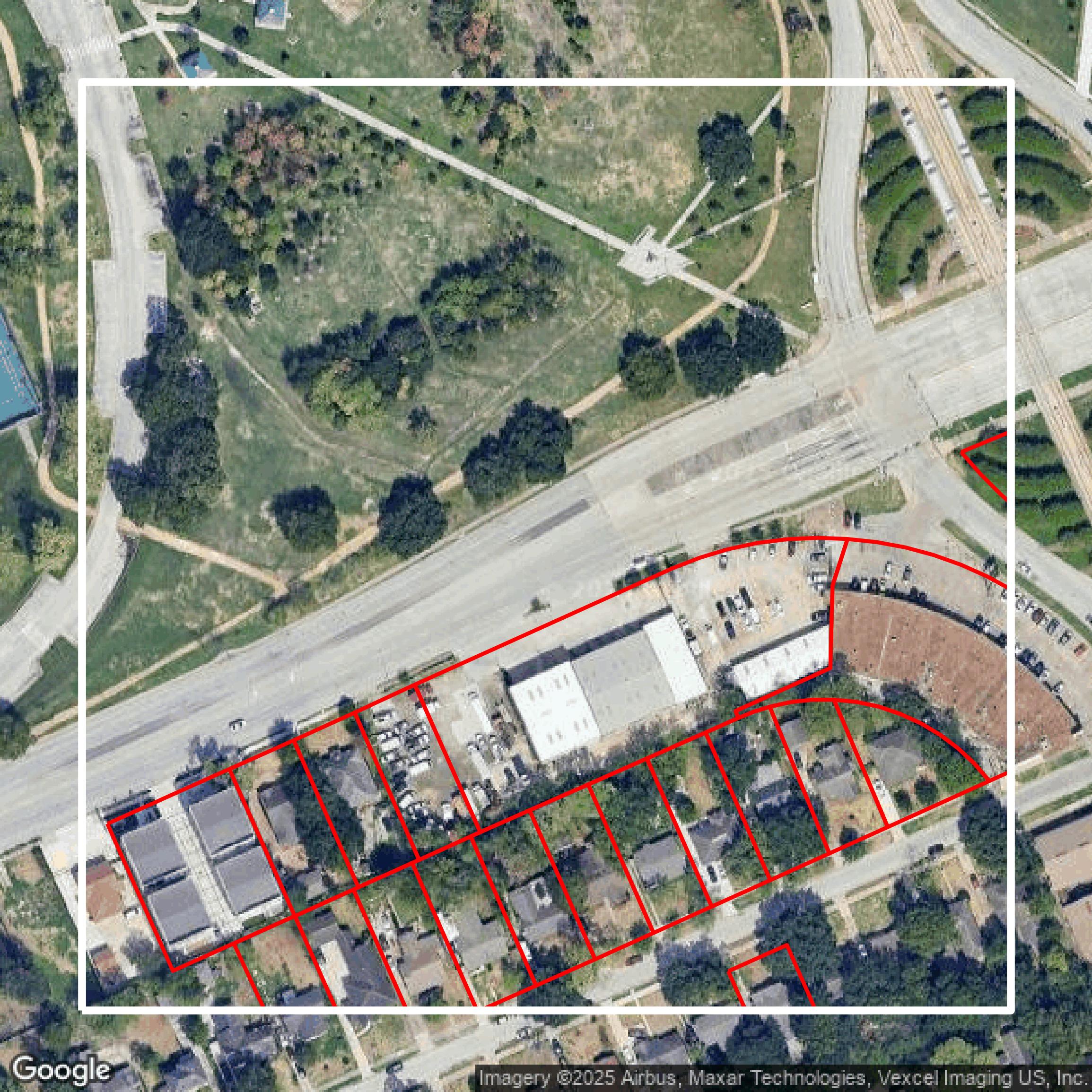 This image shows parcel data in Harris County created using GIS data in Equator.
