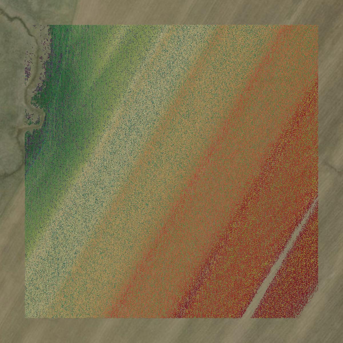 This image shows a LiDAR point cloud in Haskell County created using GIS data in Equator.