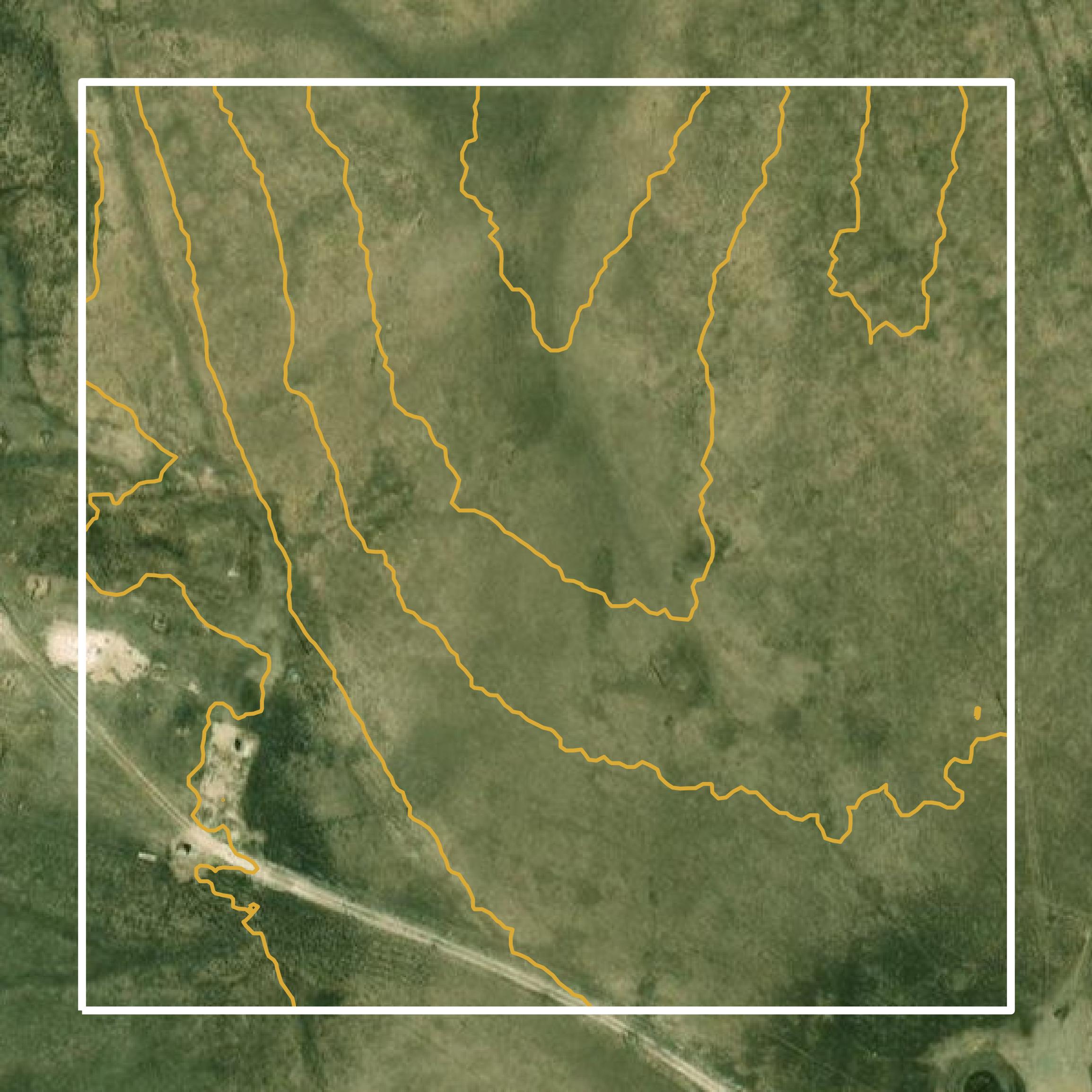This image shows a contour map in Hemphill County created using GIS data in Equator.
