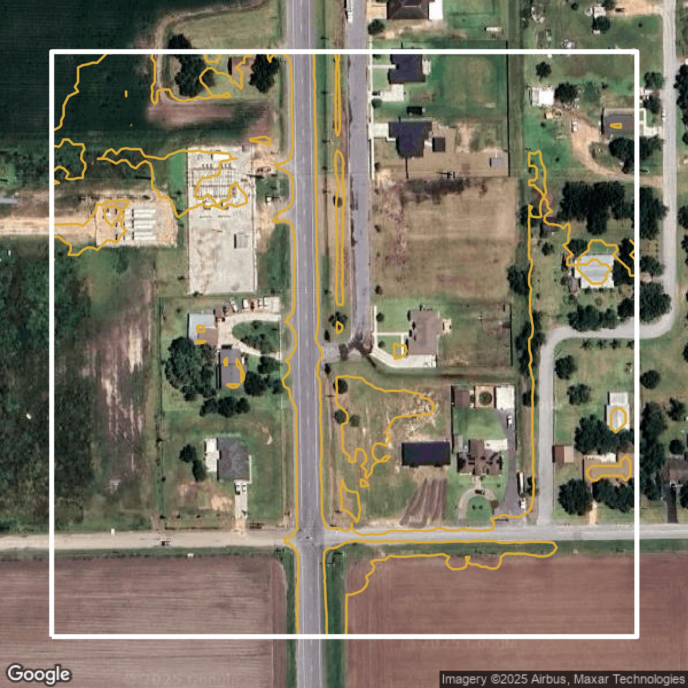This image shows a contour map in Hidalgo County created using GIS data in Equator.