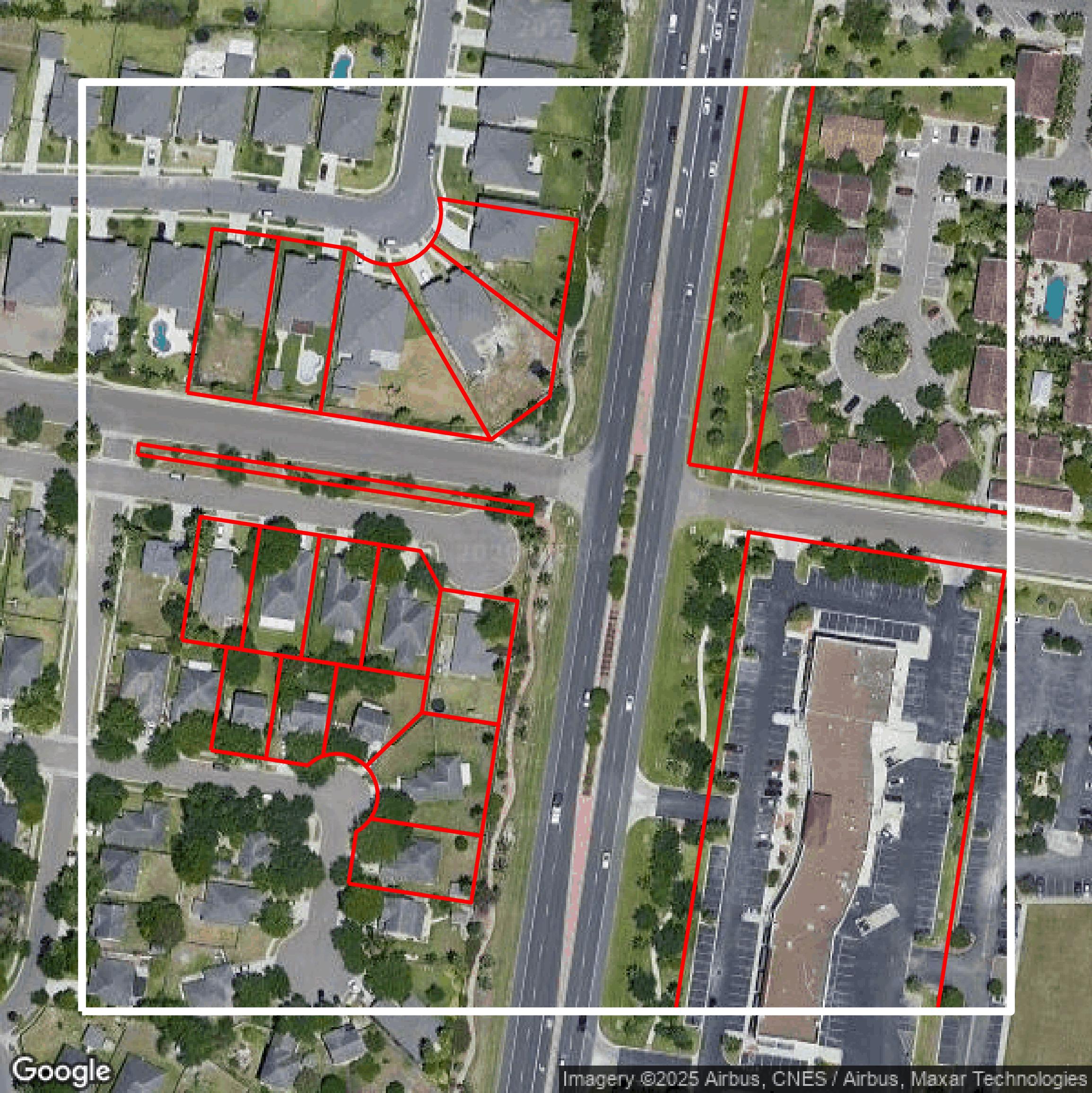 This image shows parcel data in Hidalgo County created using GIS data in Equator.