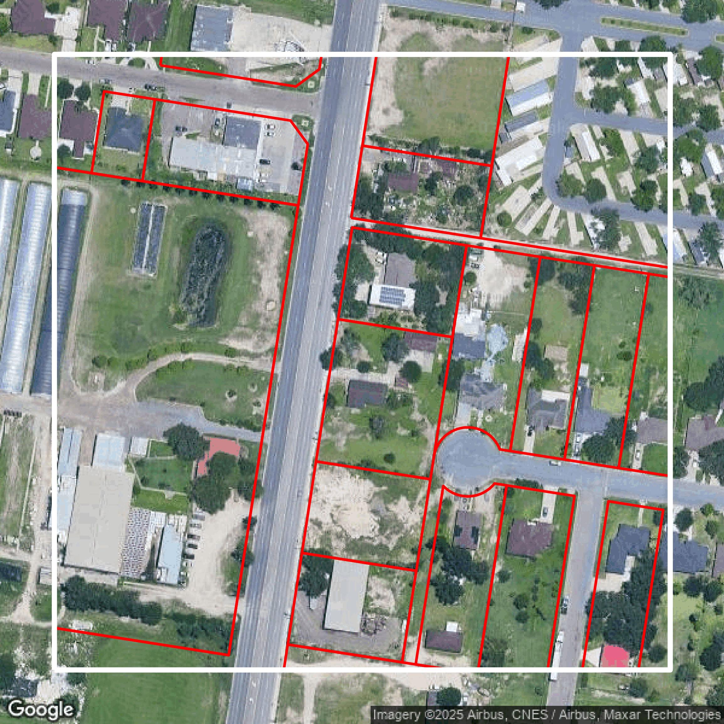 This image shows parcel data in Hidalgo County created using GIS data in Equator.