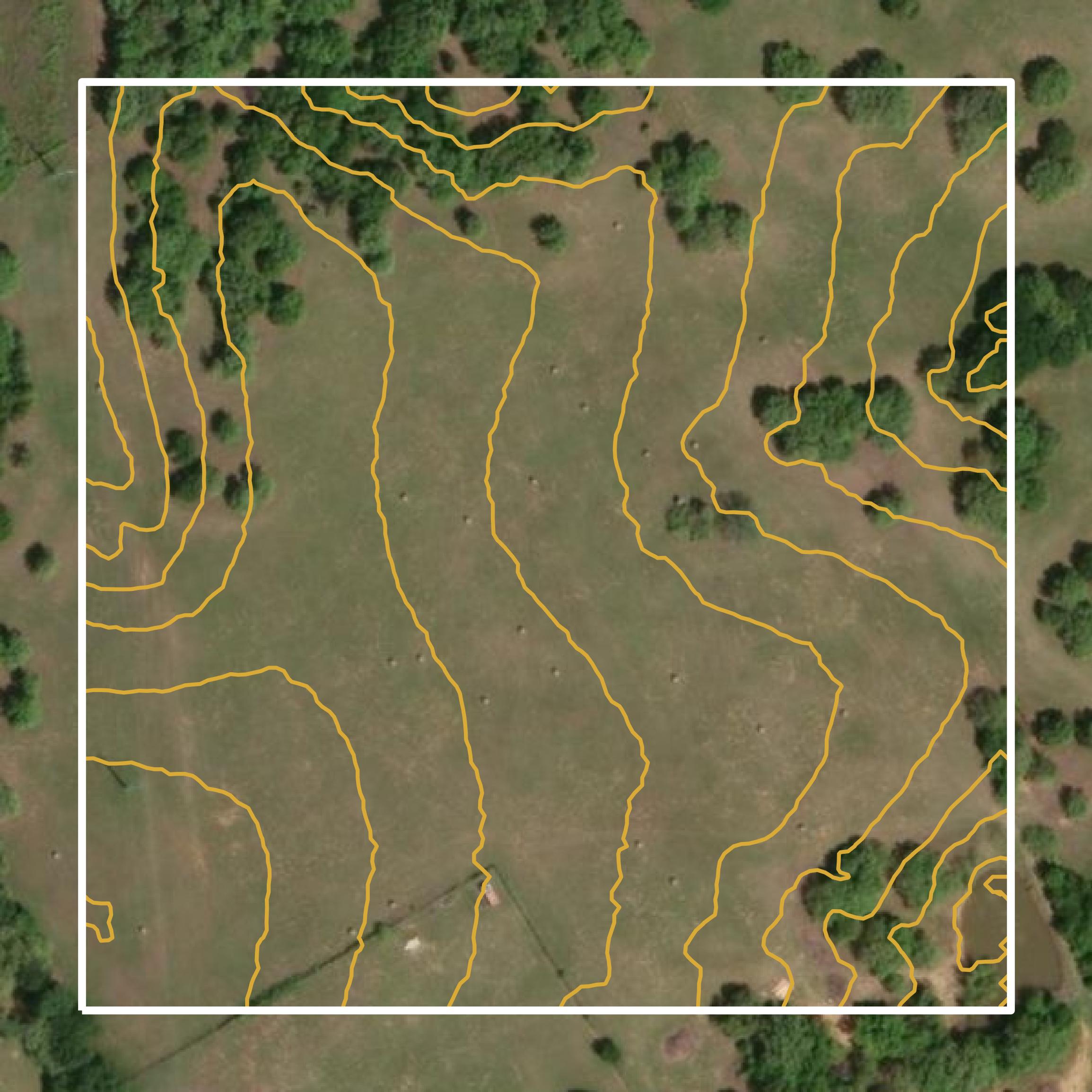 This image shows a contour map in Hill County created using GIS data in Equator.