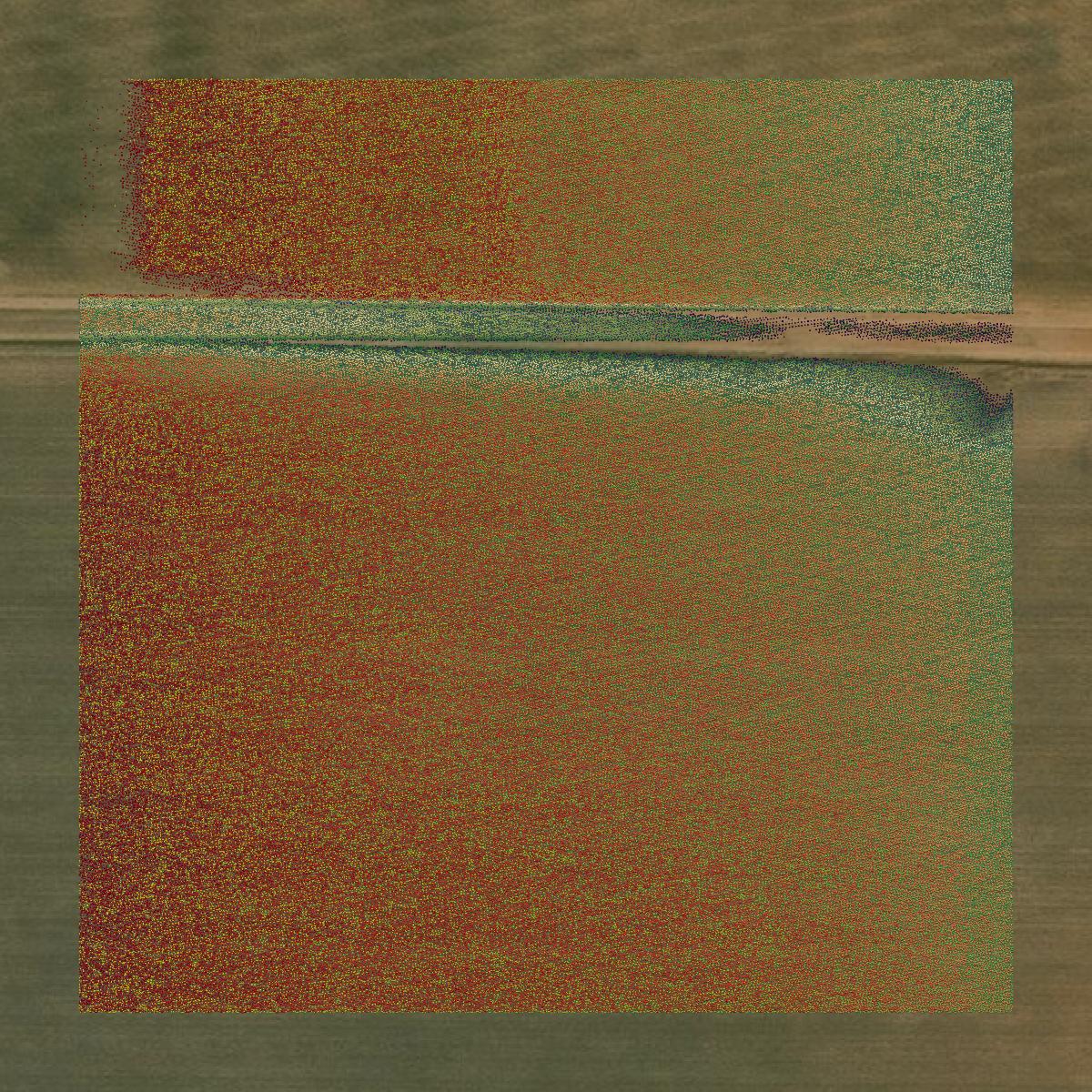 This image shows a LiDAR point cloud in Hockley County created using GIS data in Equator.