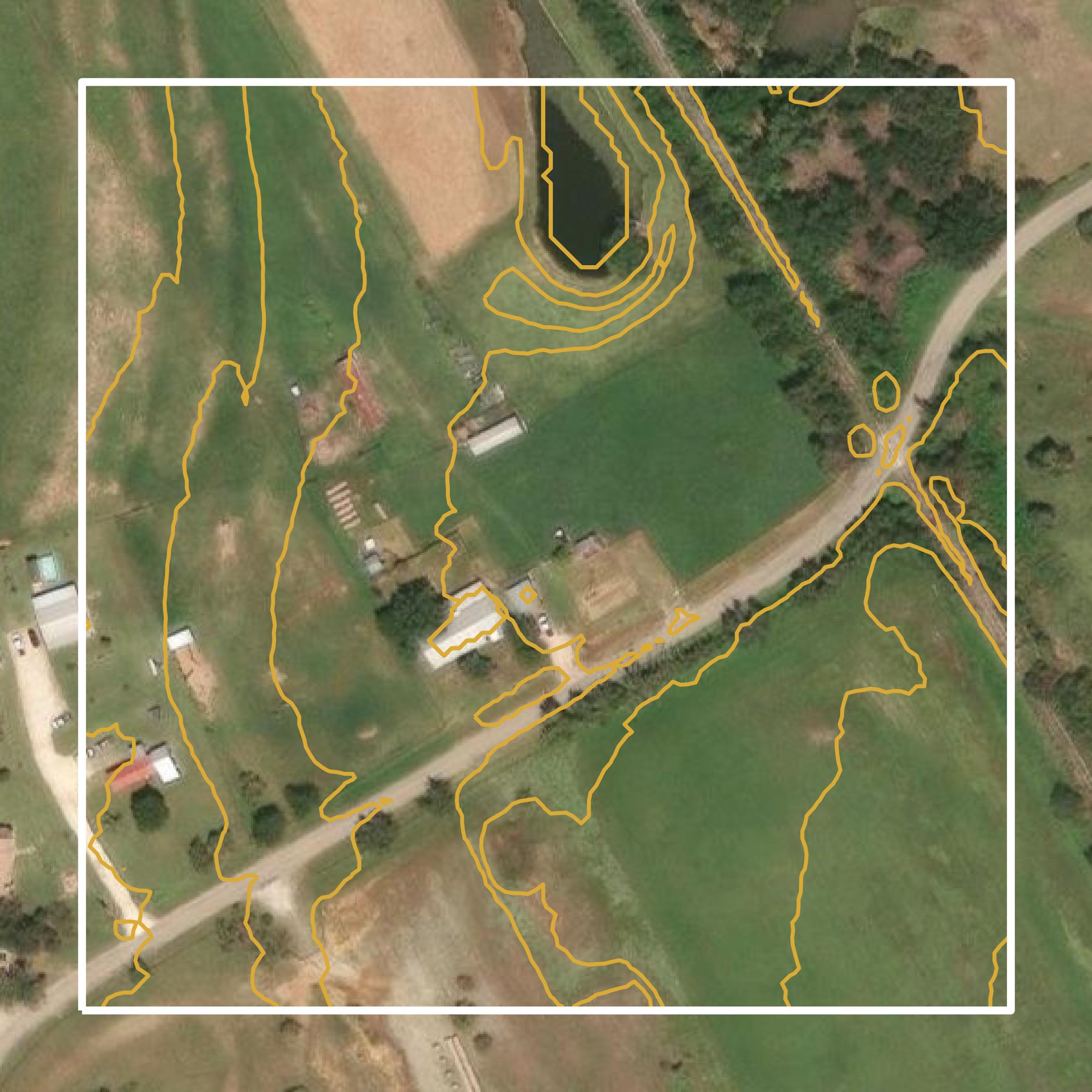 This image shows a contour map in Hood County created using GIS data in Equator.