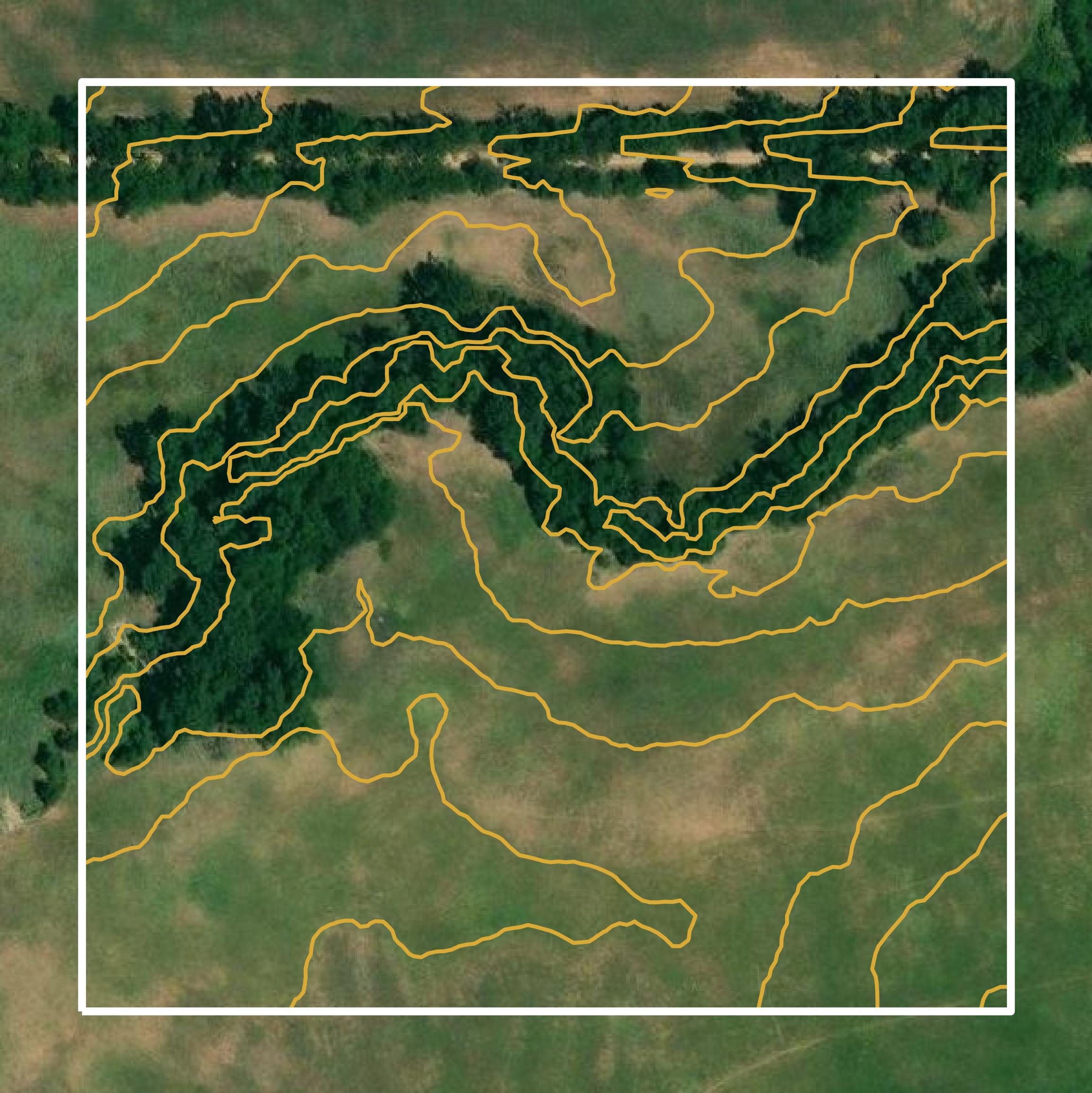 This image shows a contour map in Hopkins County created using GIS data in Equator.