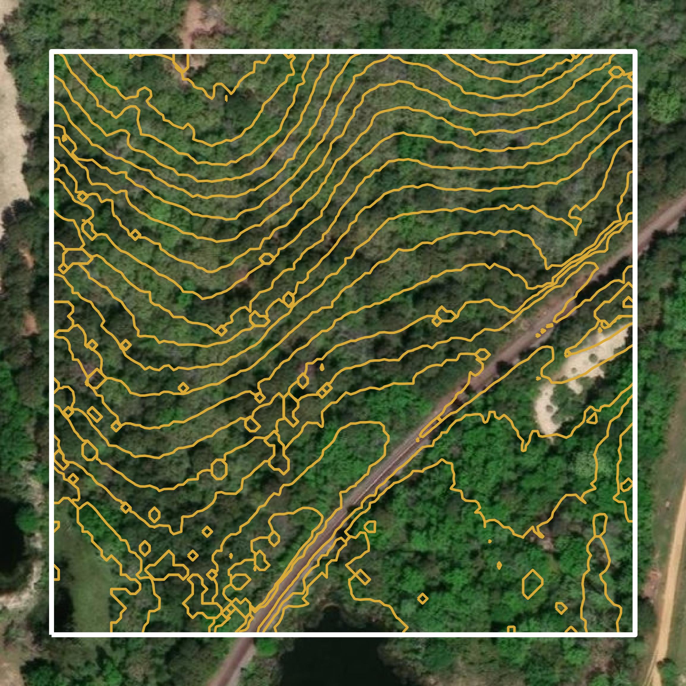 This image shows a contour map in Houston County created using GIS data in Equator.