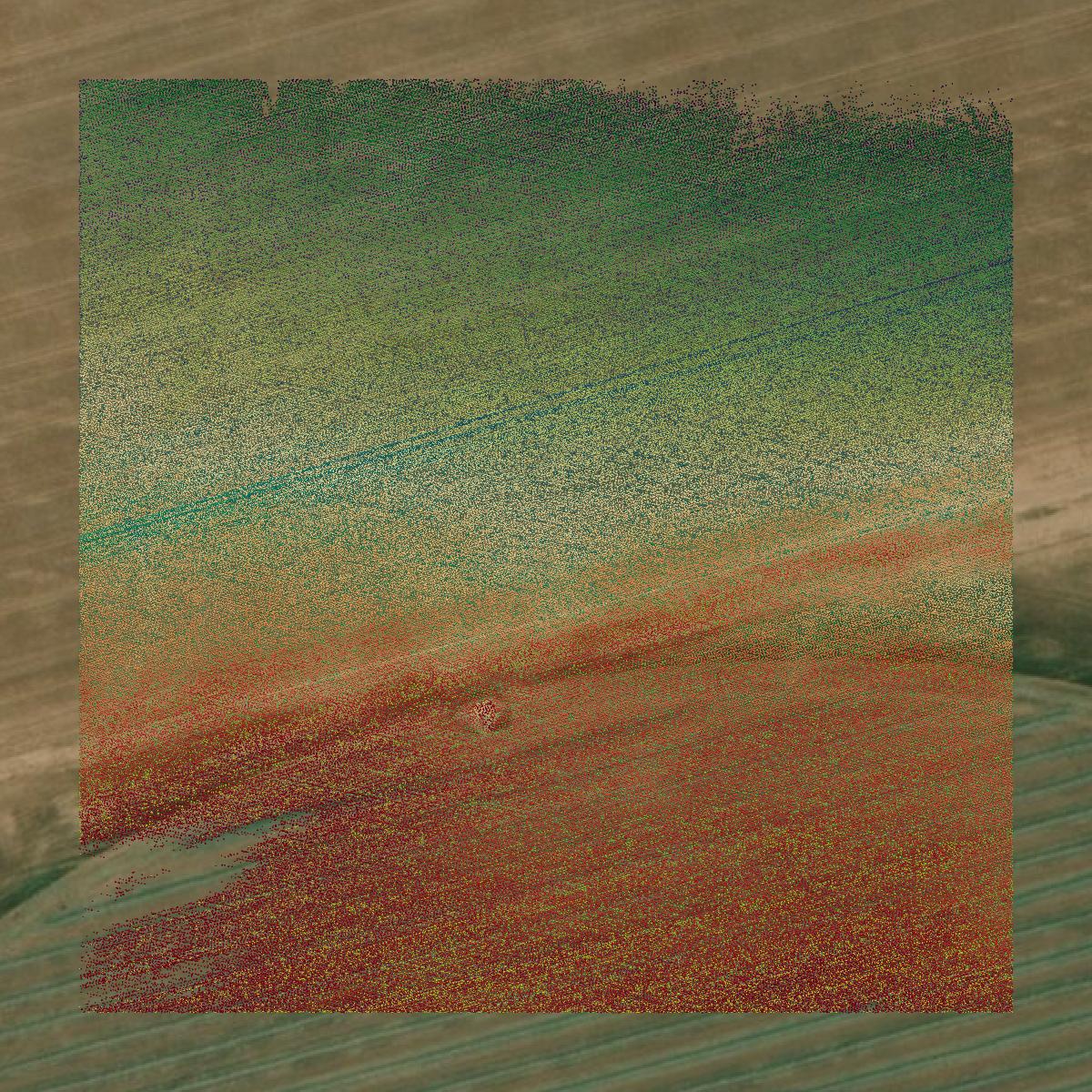 This image shows a LiDAR point cloud in Howard County created using GIS data in Equator.