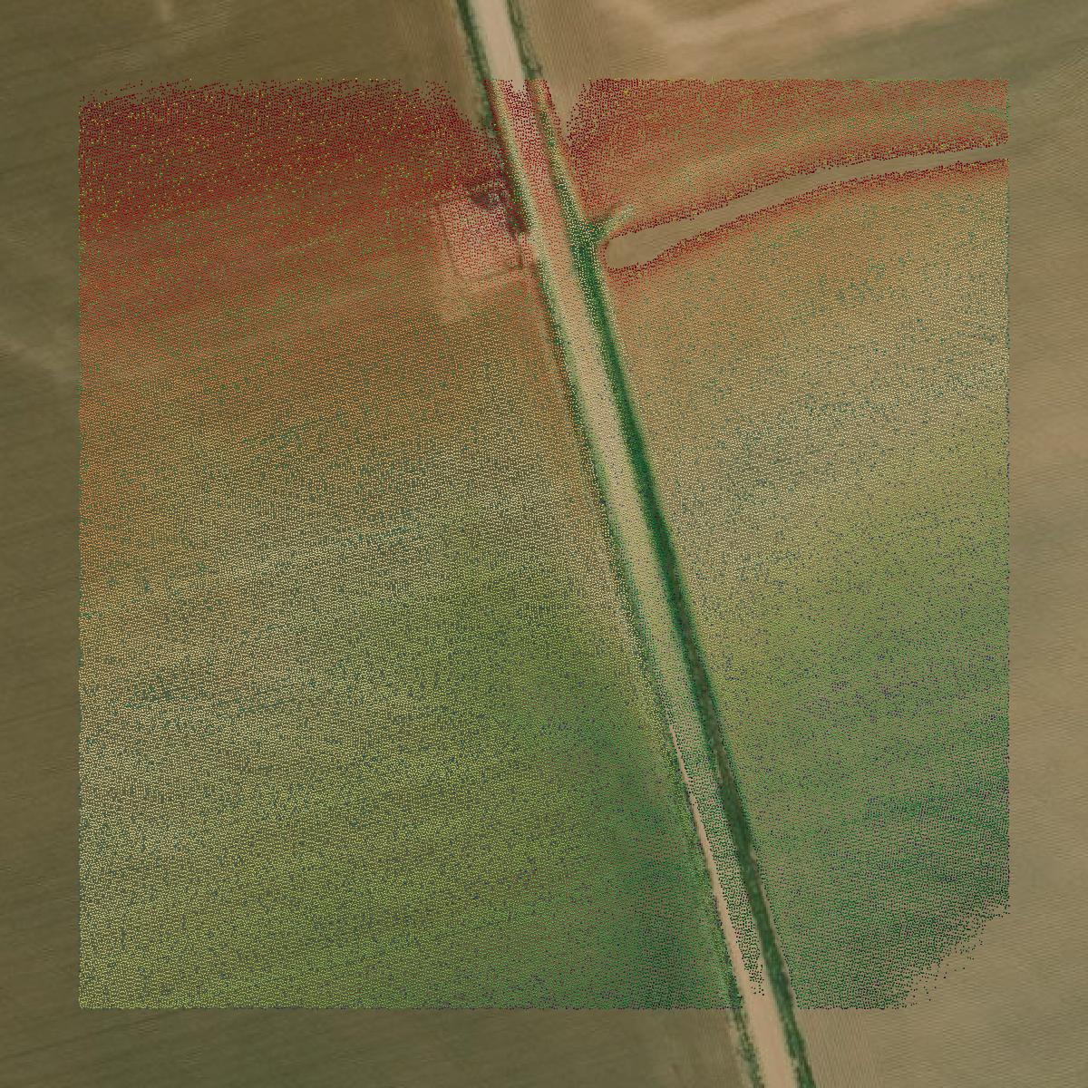 This image shows a LiDAR point cloud in Howard County created using GIS data in Equator.