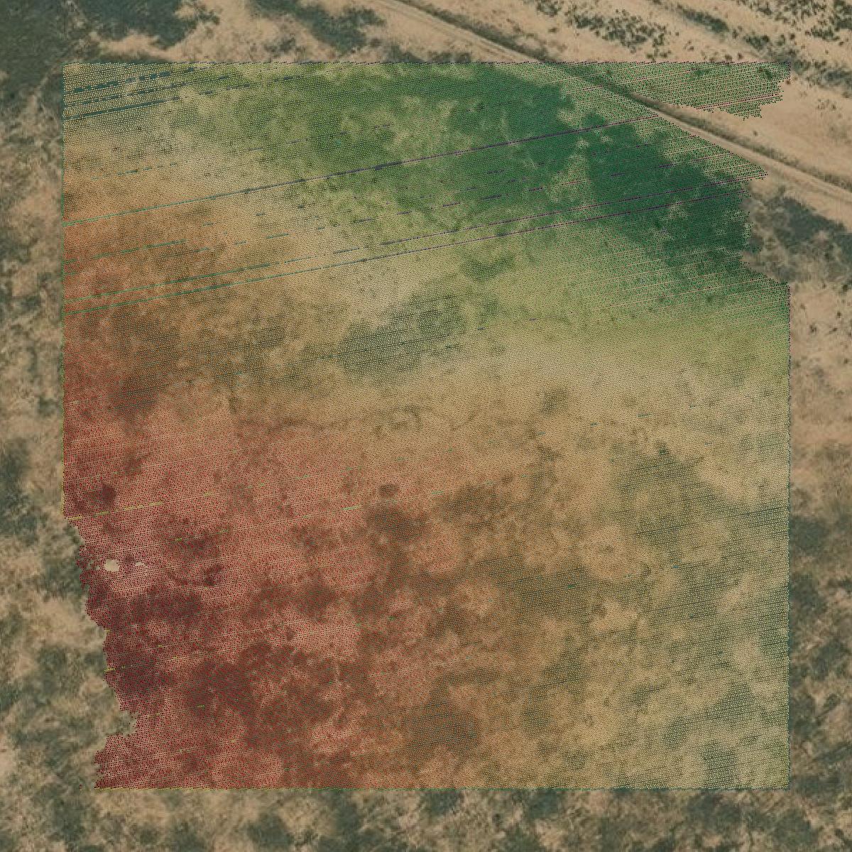 This image shows a LiDAR point cloud in Hudspeth County created using GIS data in Equator.