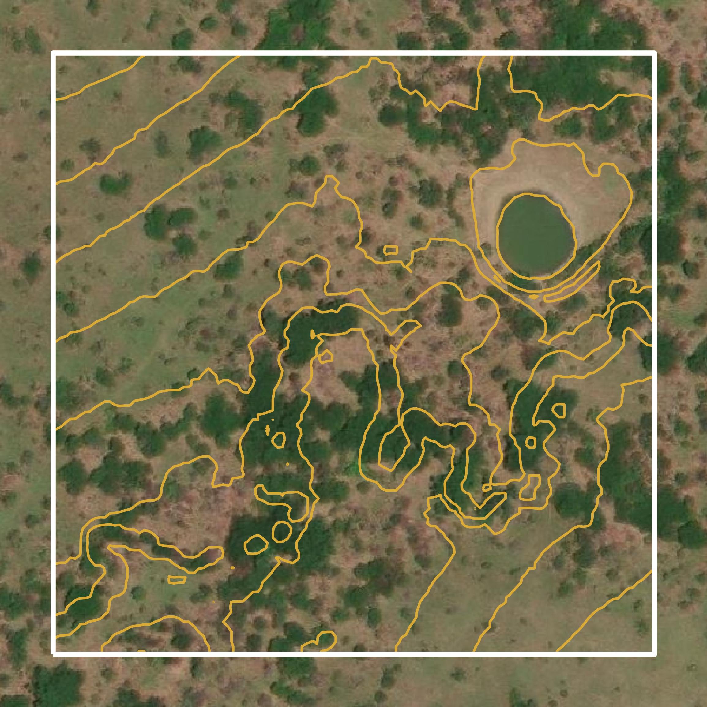 This image shows a contour map in Jack County created using GIS data in Equator.