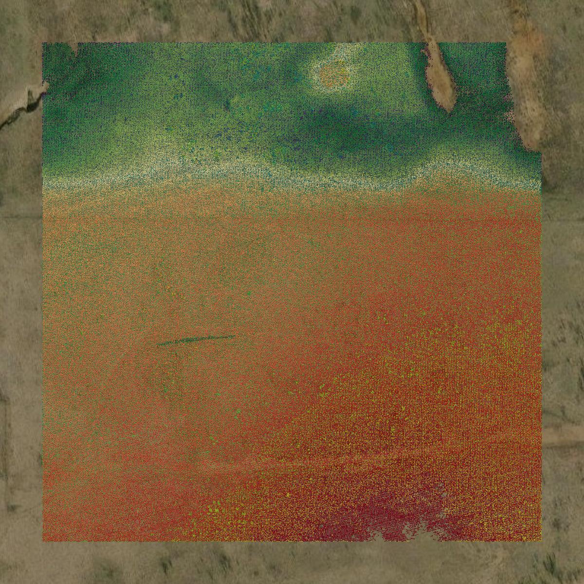 This image shows a LiDAR point cloud in Jack County created using GIS data in Equator.
