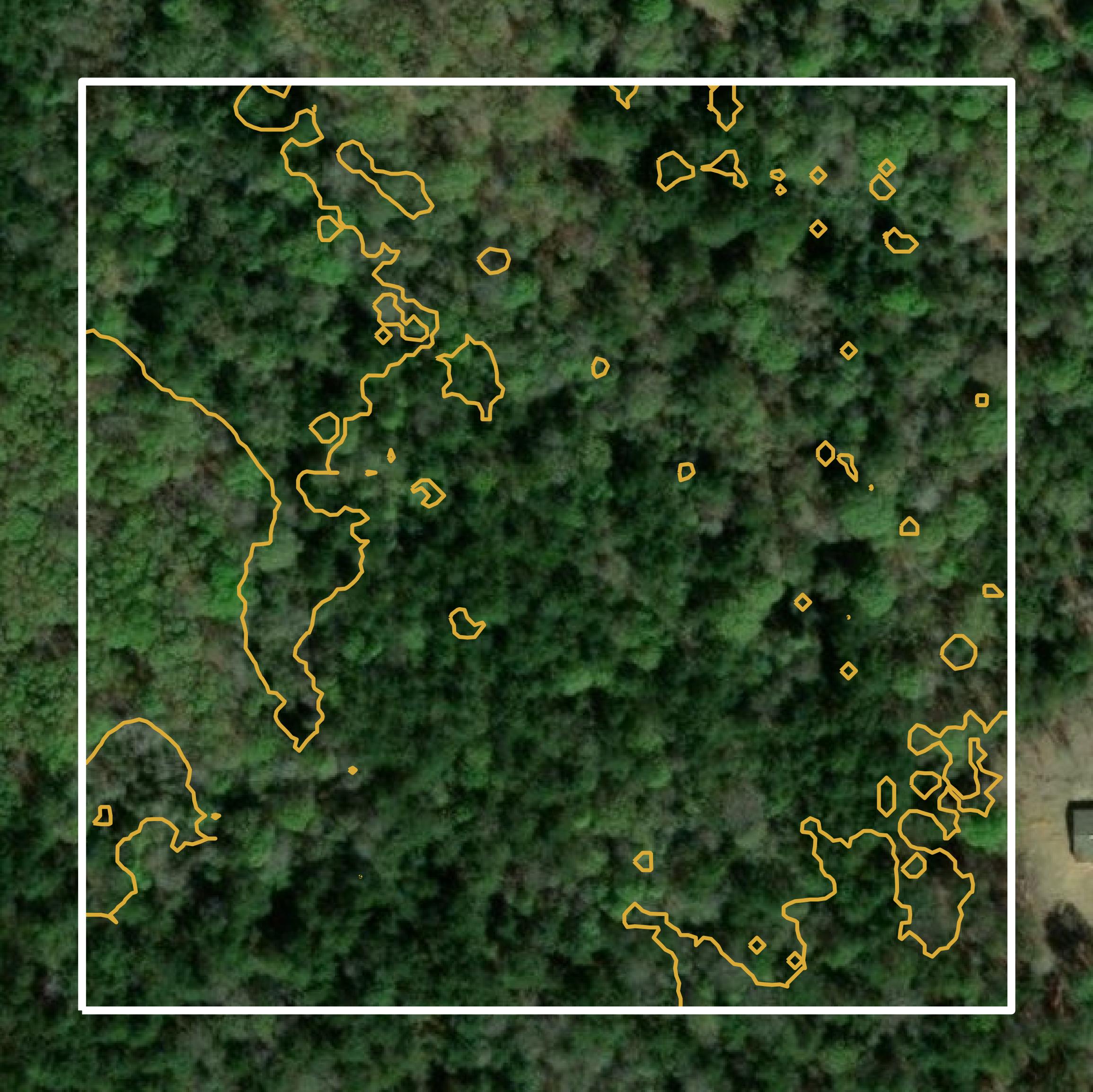 This image shows a contour map in Jasper County created using GIS data in Equator.