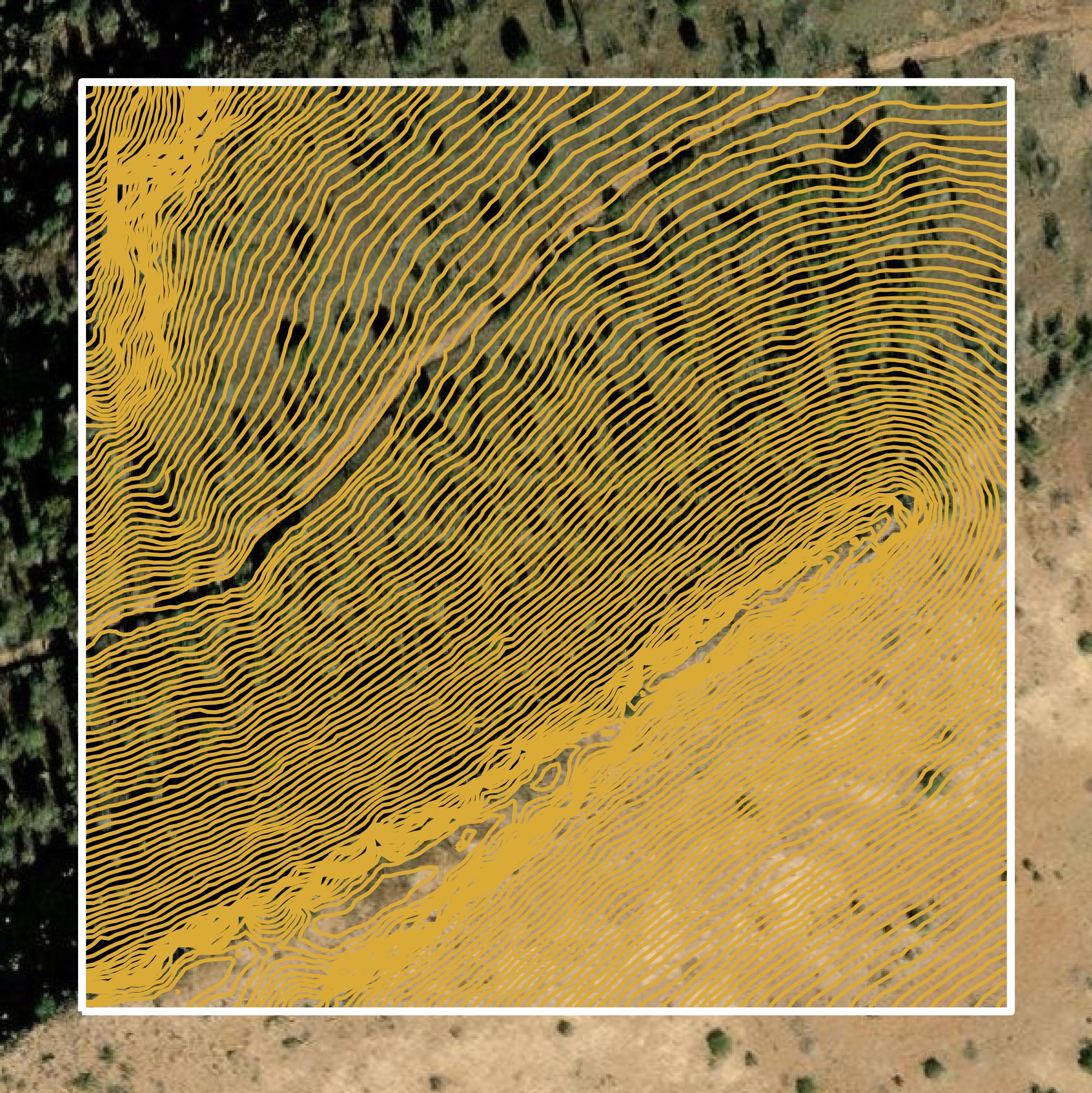 This image shows a contour map in Jeff Davis County created using GIS data in Equator.
