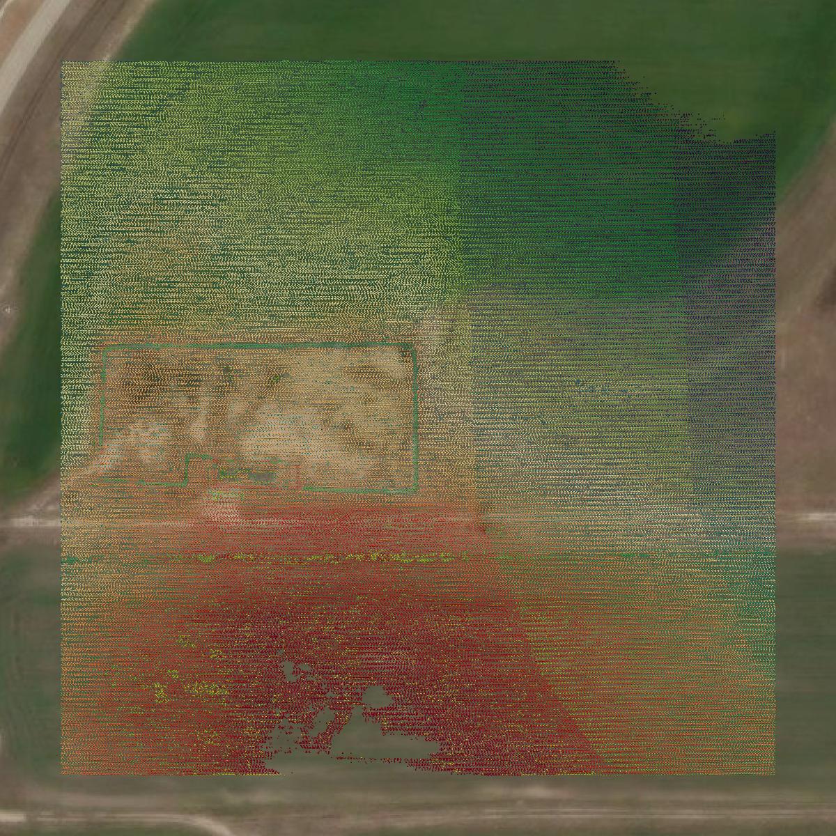 This image shows a LiDAR point cloud in Johnson County created using GIS data in Equator.