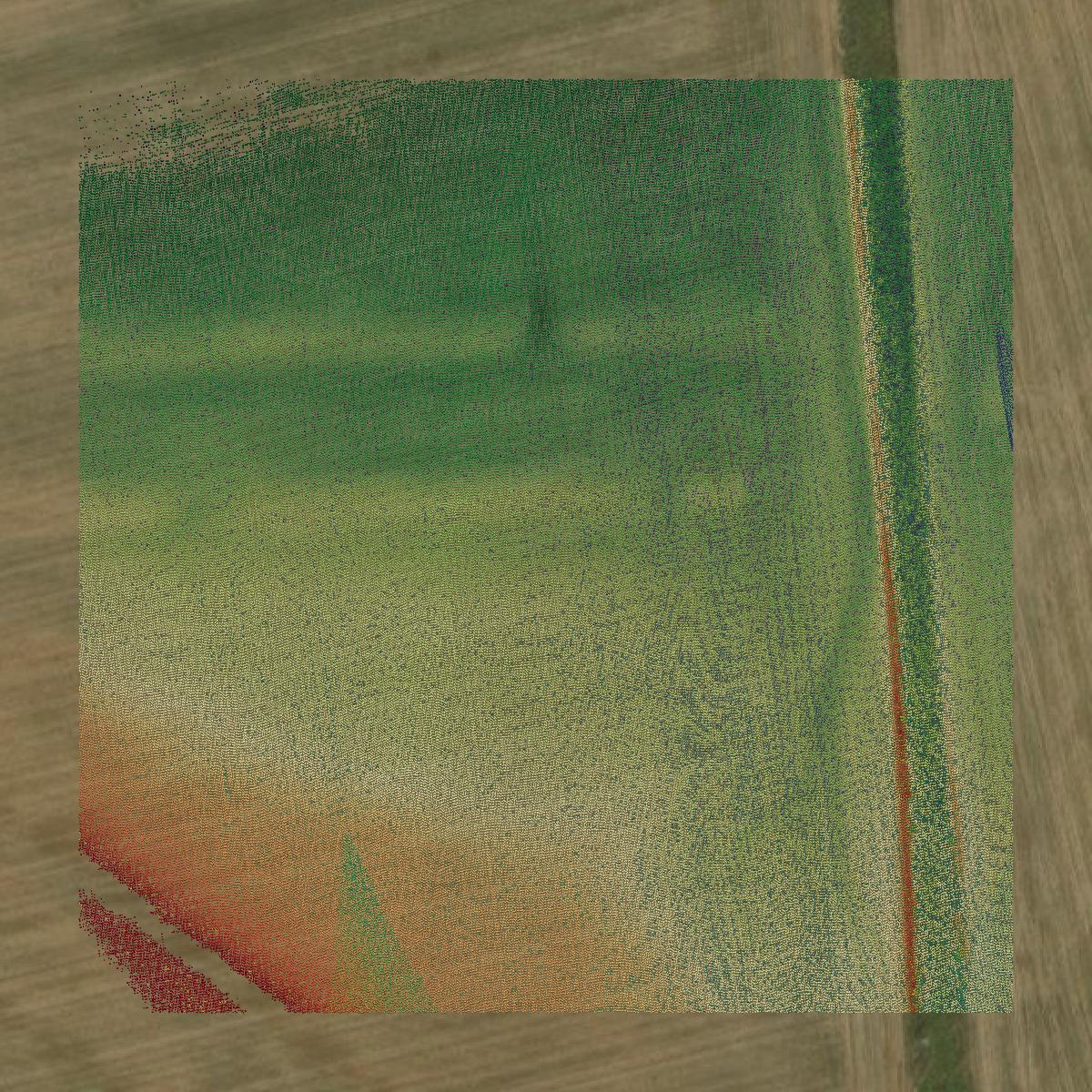 This image shows a LiDAR point cloud in Jones County created using GIS data in Equator.