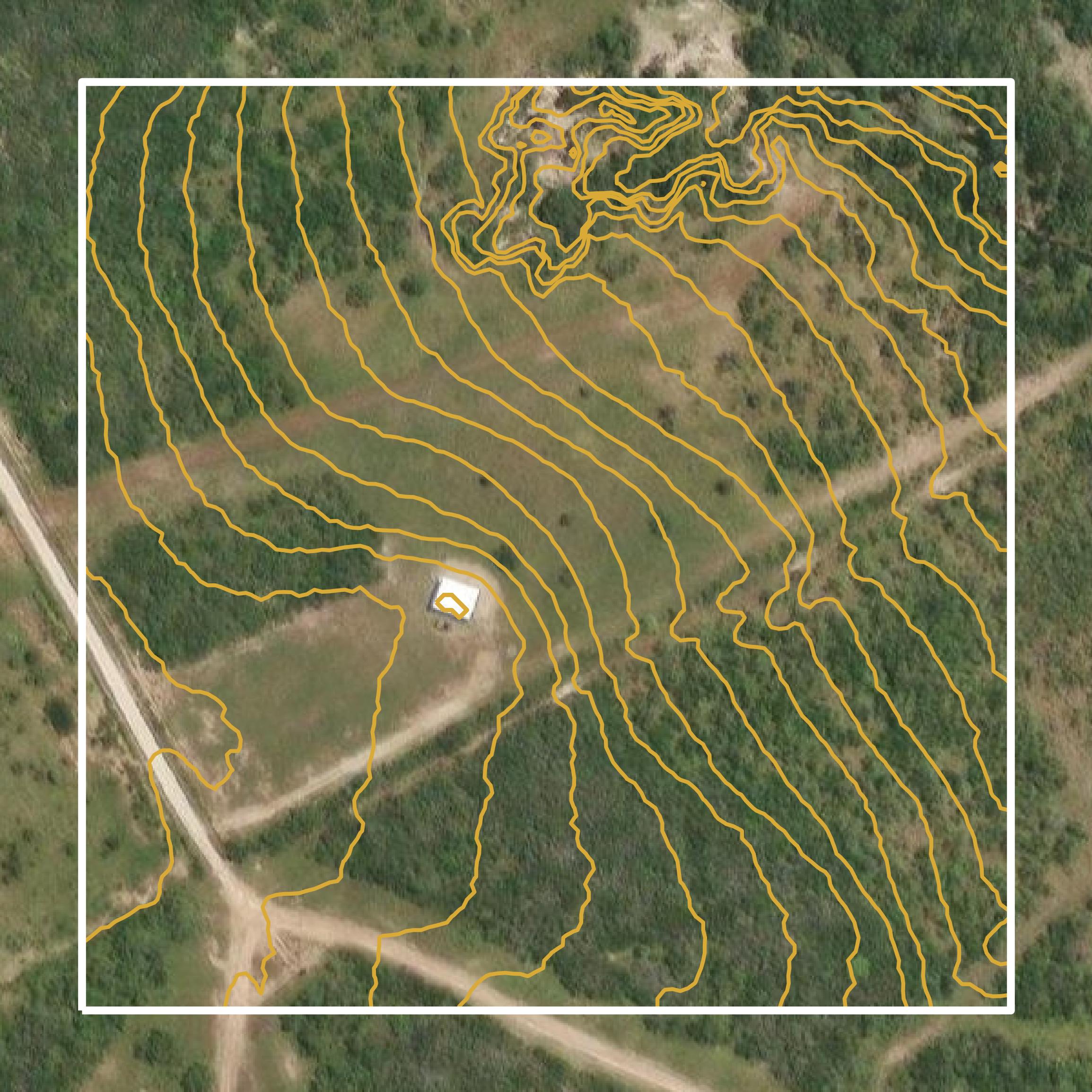 This image shows a contour map in Karnes County created using GIS data in Equator.