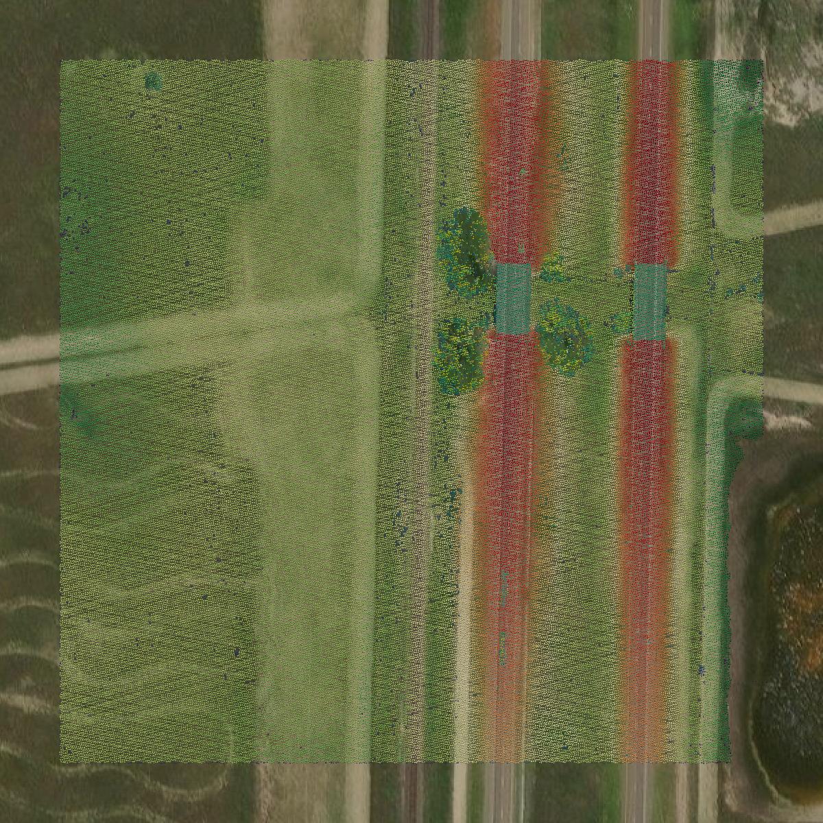 This image shows a LiDAR point cloud in Kenedy County created using GIS data in Equator.