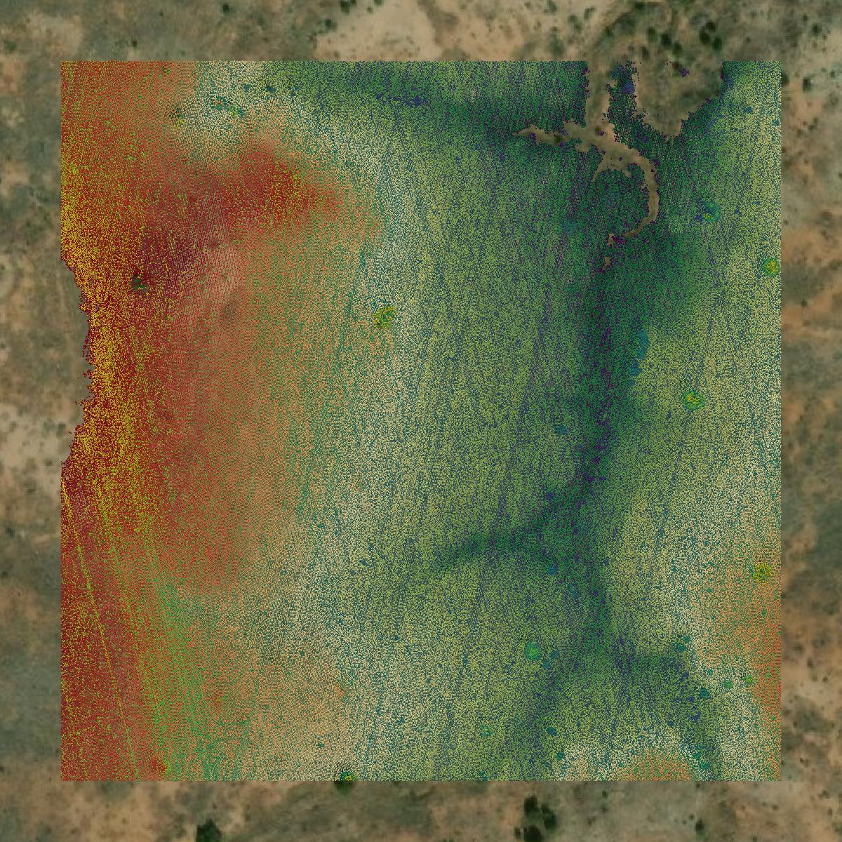 This image shows a LiDAR point cloud in King County created using GIS data in Equator.