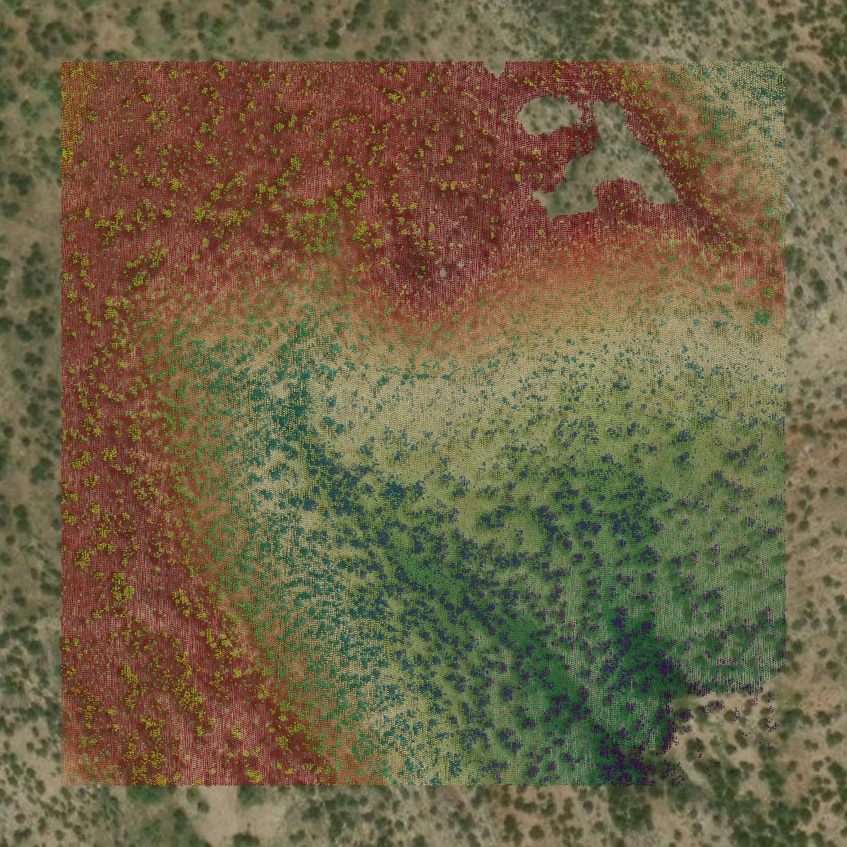 This image shows a LiDAR point cloud in King County created using GIS data in Equator.