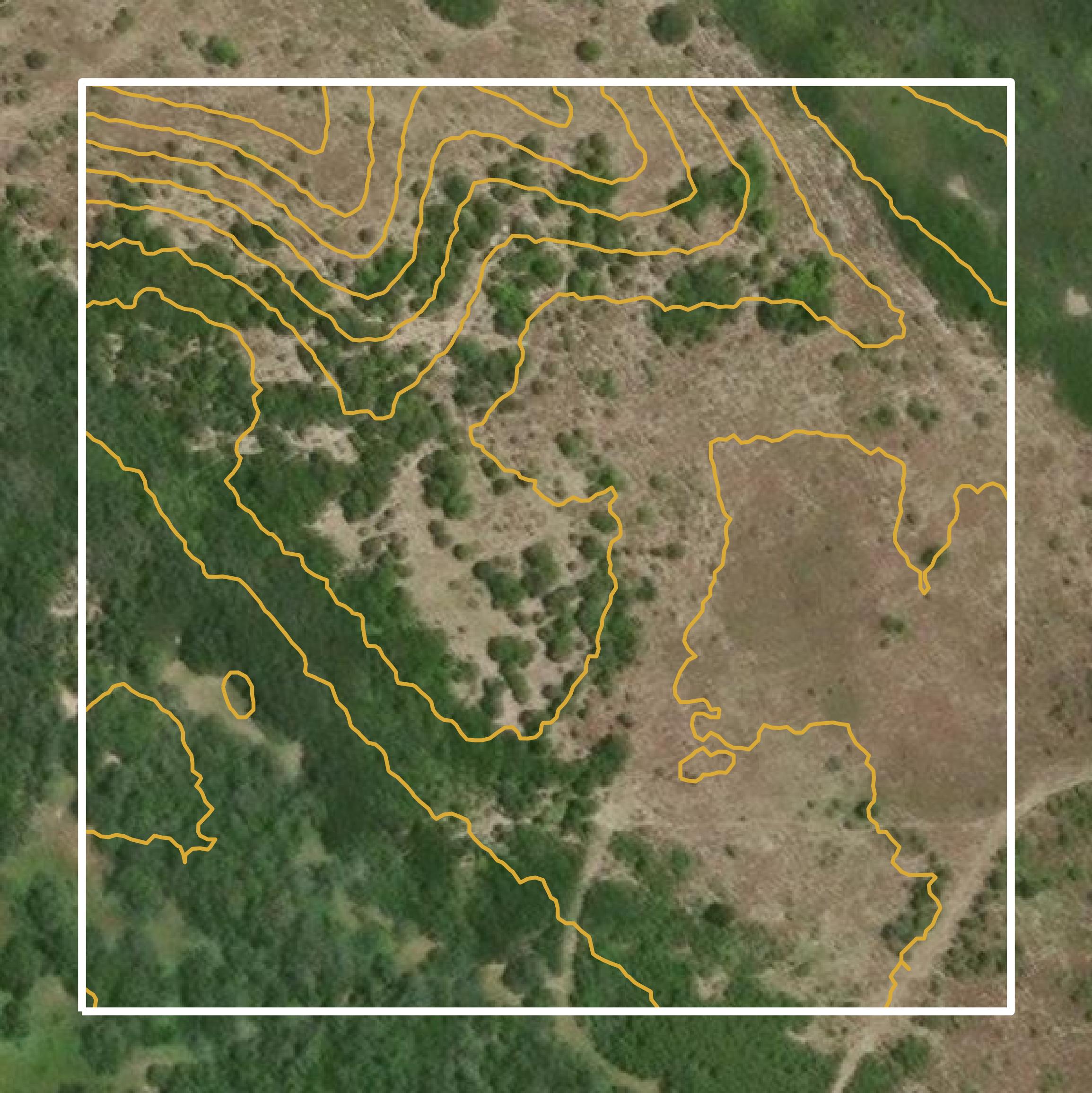 This image shows a contour map in Kleberg County created using GIS data in Equator.