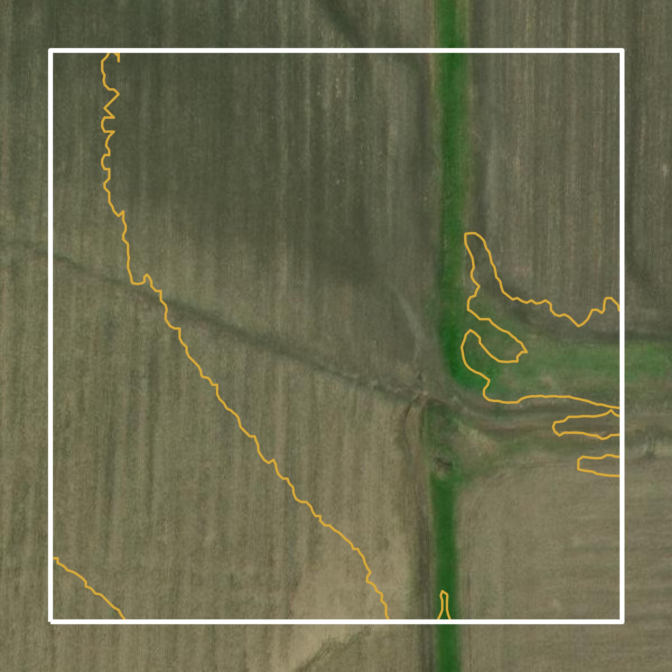 This image shows a contour map in Lamar County created using GIS data in Equator.