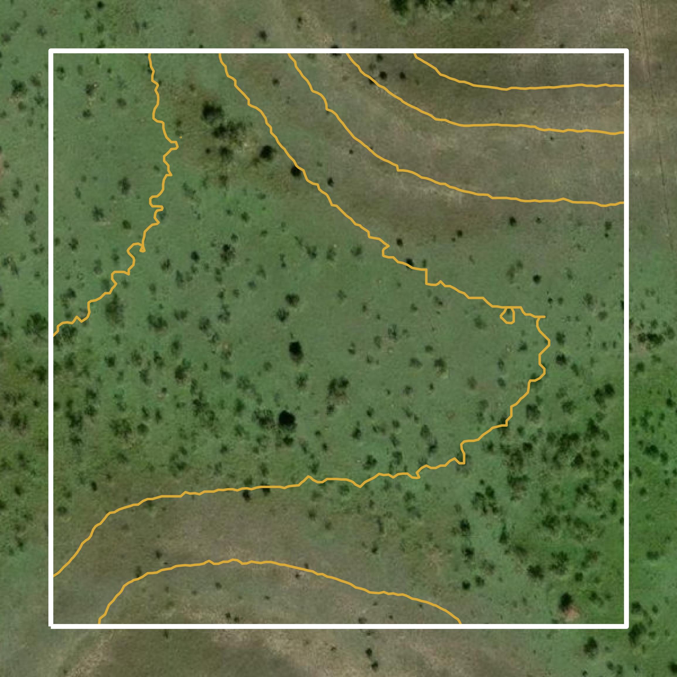 This image shows a contour map in Lampasas County created using GIS data in Equator.