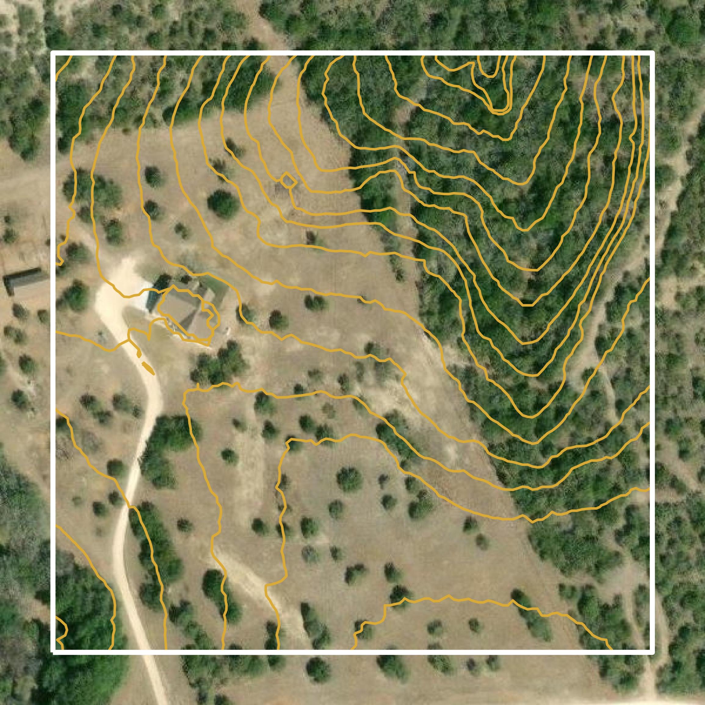 This image shows a contour map in Lampasas County created using GIS data in Equator.