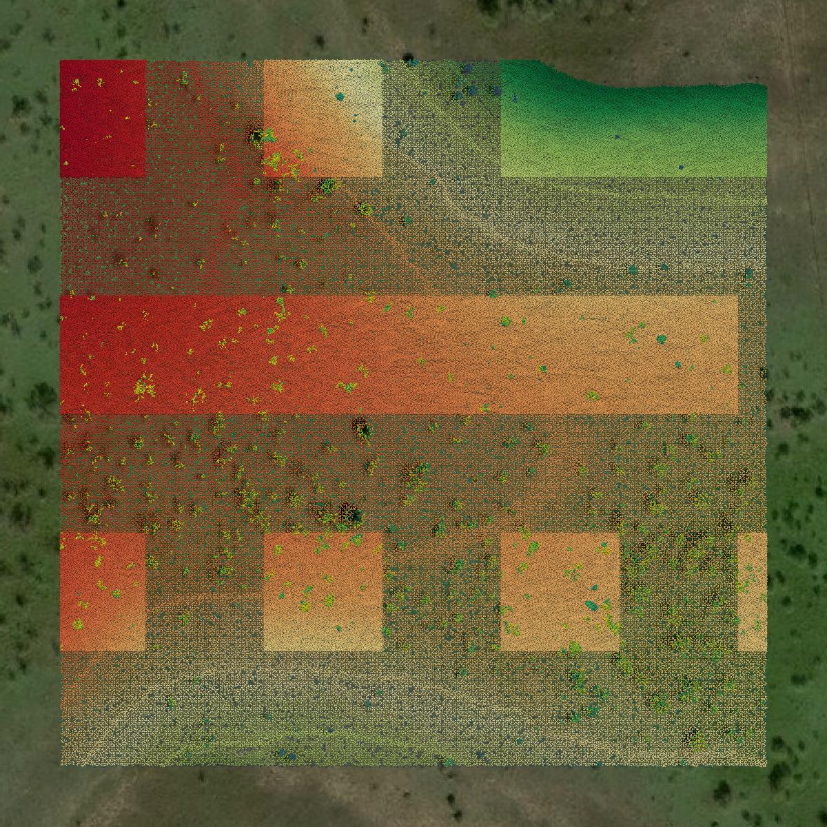 This image shows a LiDAR point cloud in Lampasas County created using GIS data in Equator.