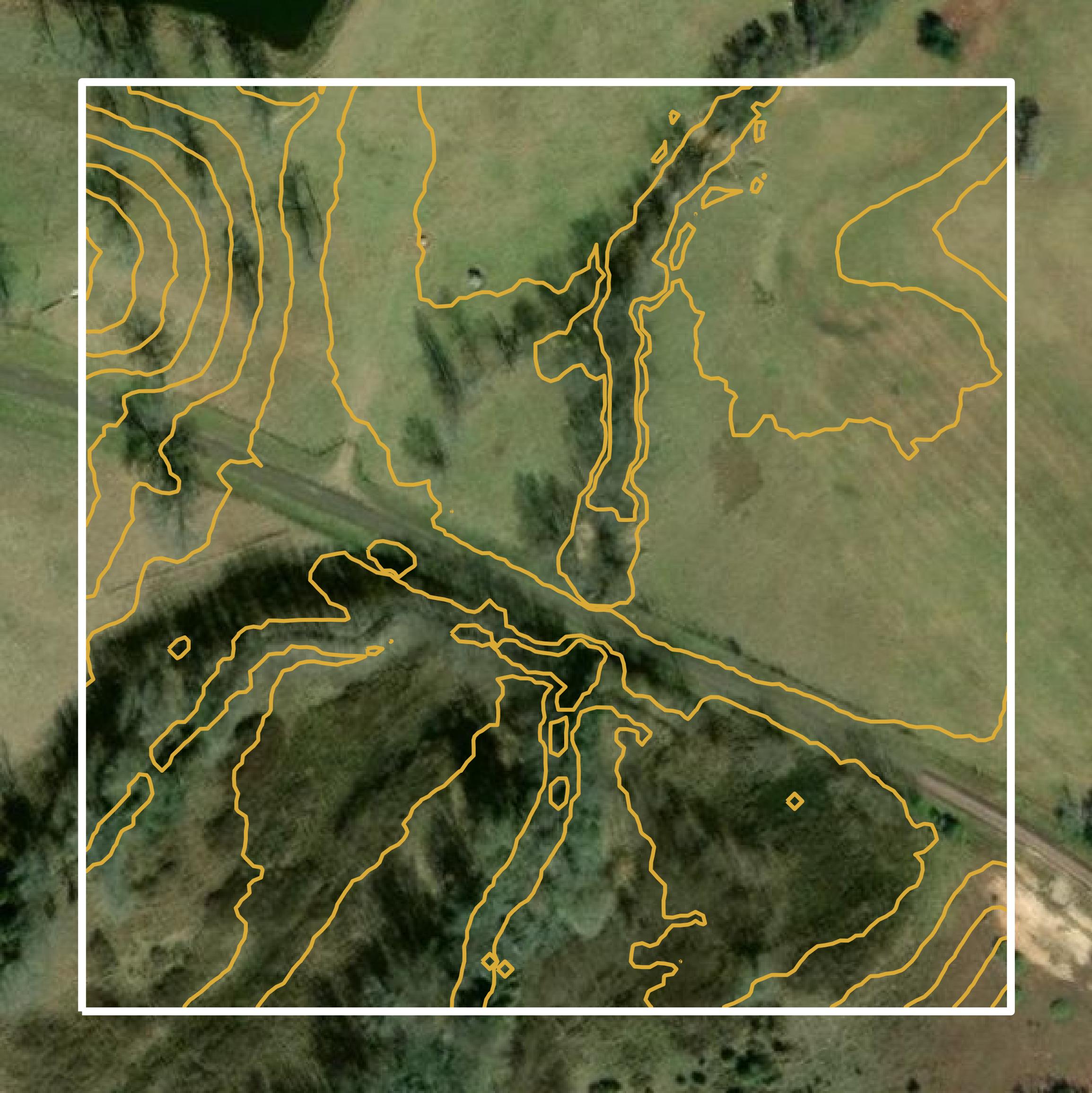 This image shows a contour map in Leon County created using GIS data in Equator.